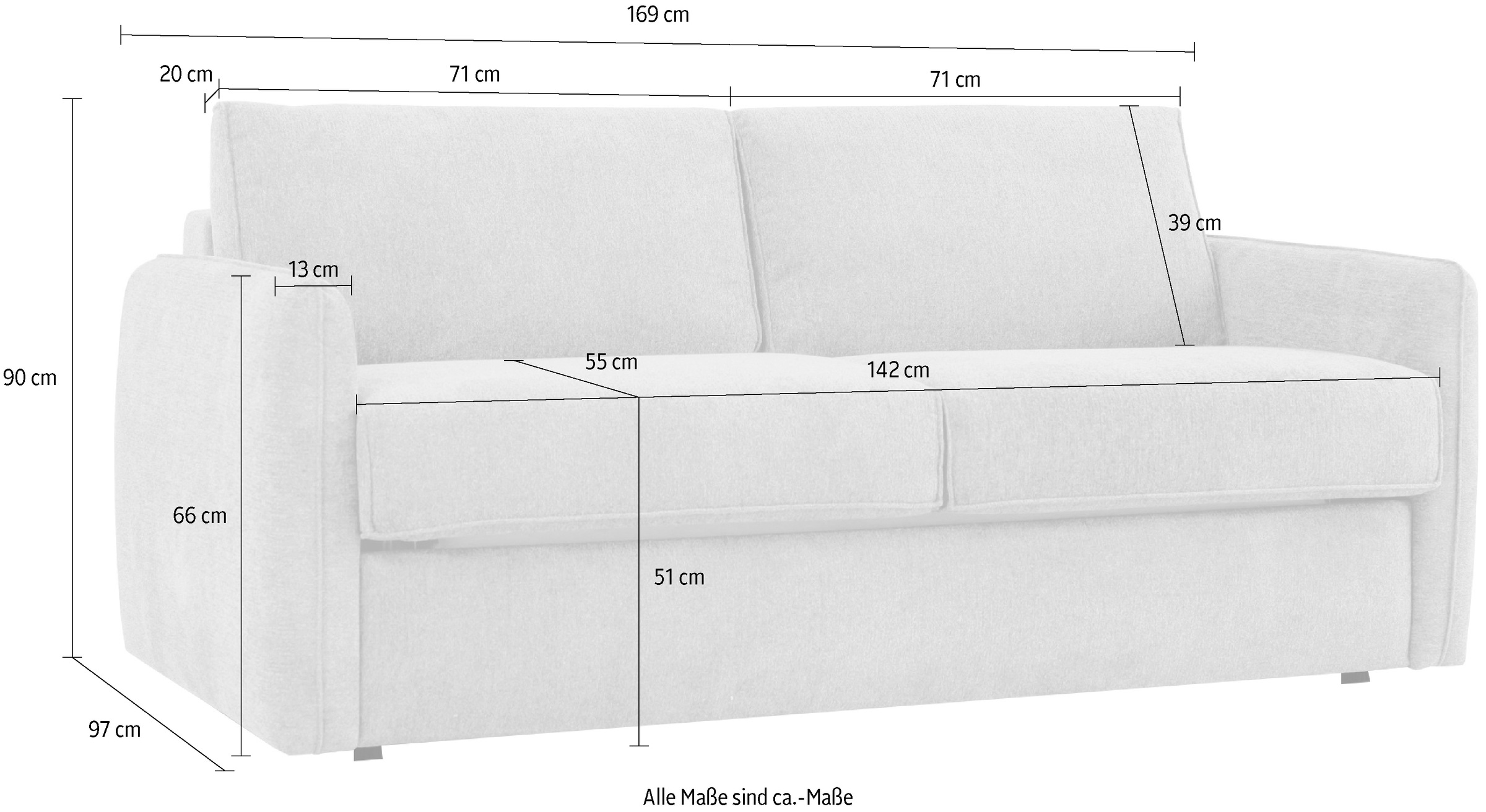 Home affaire Schlafsofa »Bergamons«, 2-Sitzer, mit Dauerschlaffunktion, inkl. Federkernmatratze, Lattenrost