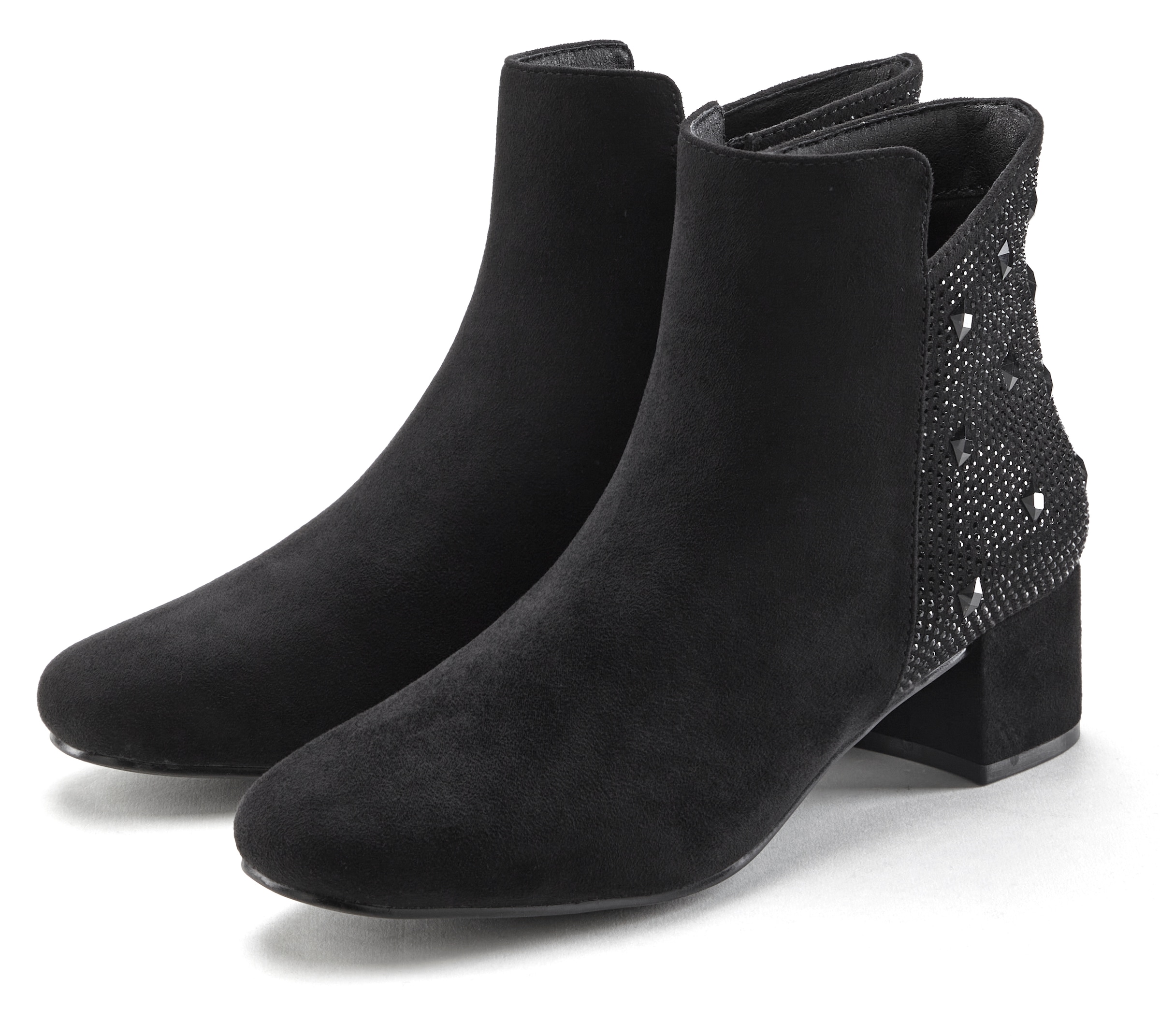 LASCANA Stiefelette "Stiefel," mit raffiniertem Detail und Blockabsatz VEGAN