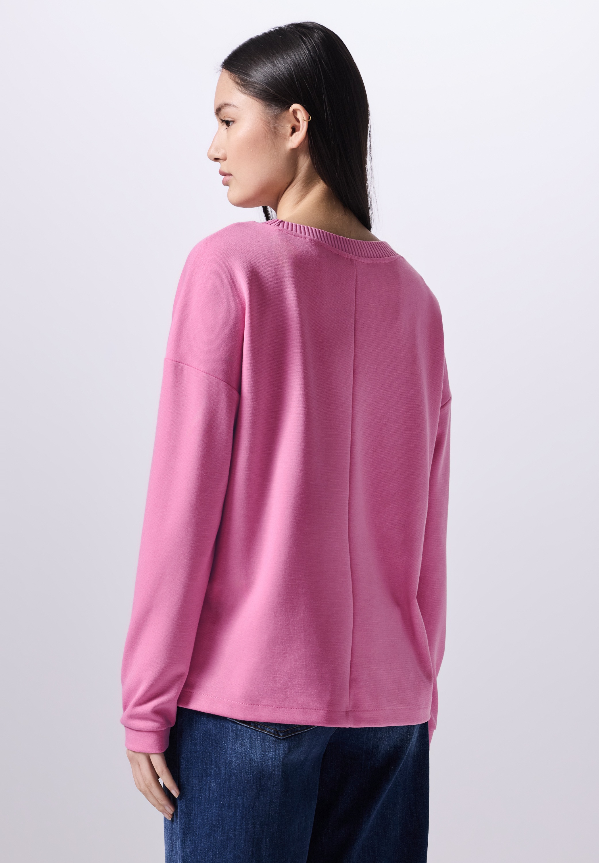 STREET ONE STUDIO Langarmshirt, aus elastischem Materialmix