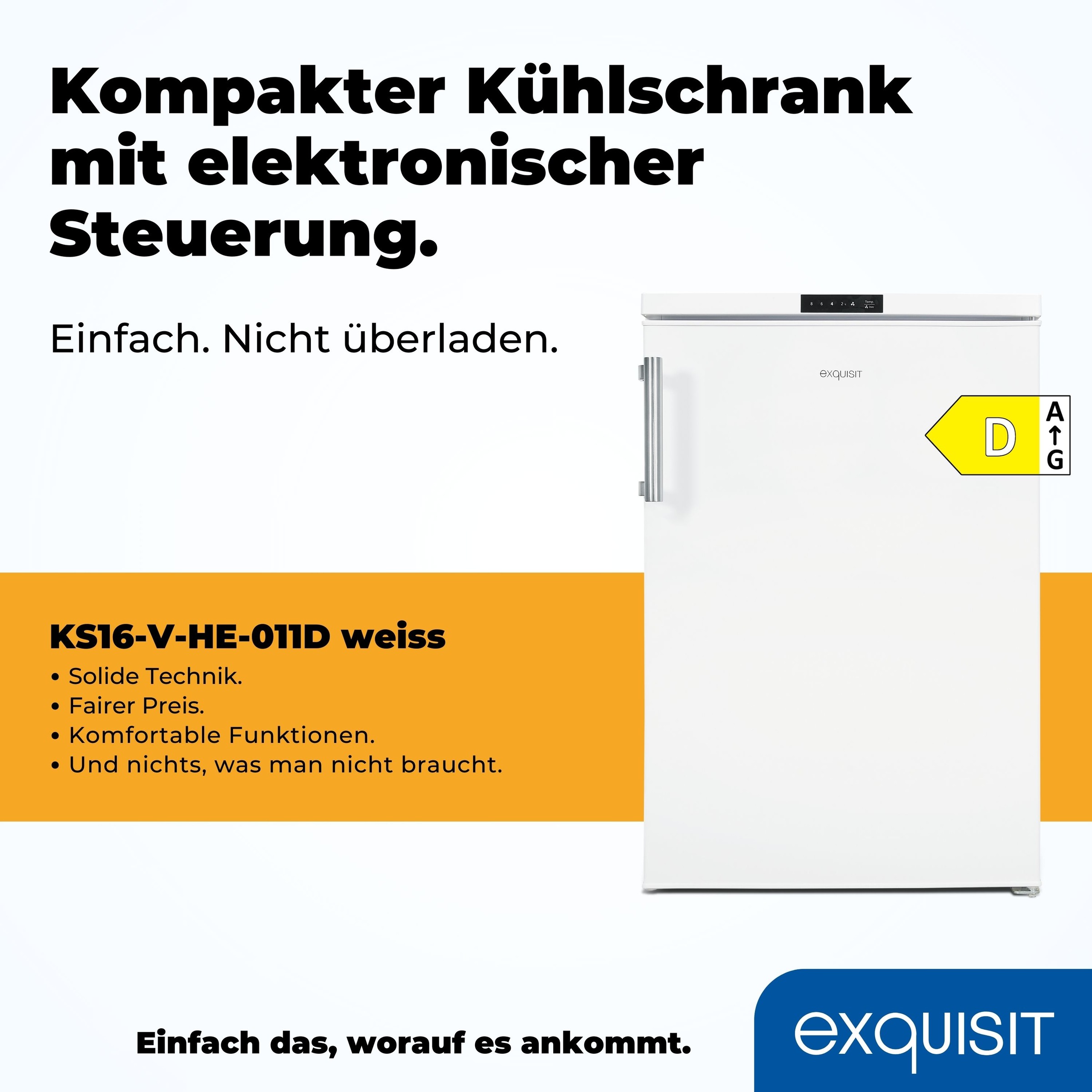 exquisit Vollraumkühlschrank »KS16-V-HE-011D weiss«