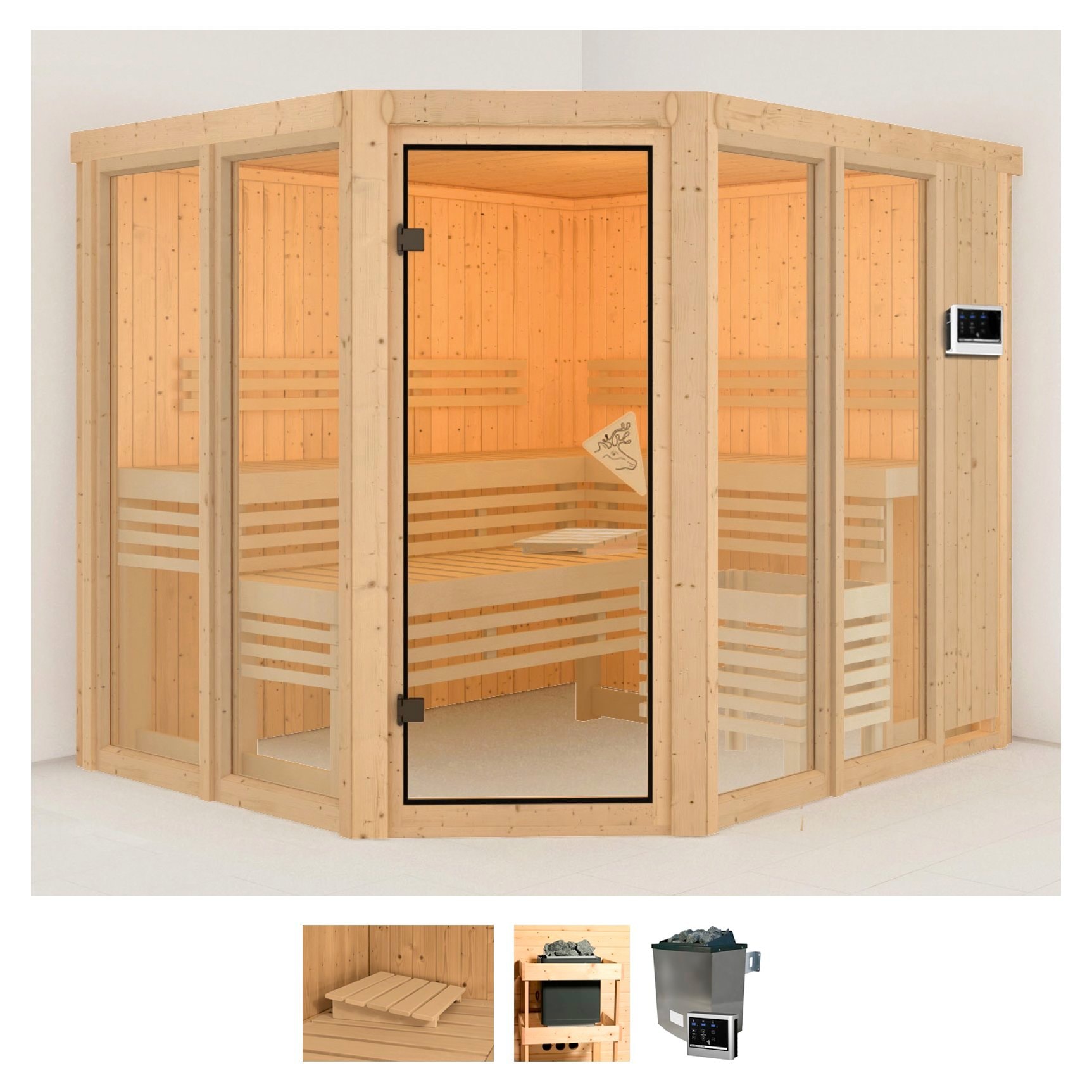 Karibu "Anike 3" Set, Ofen 9 KW externe Strg easy