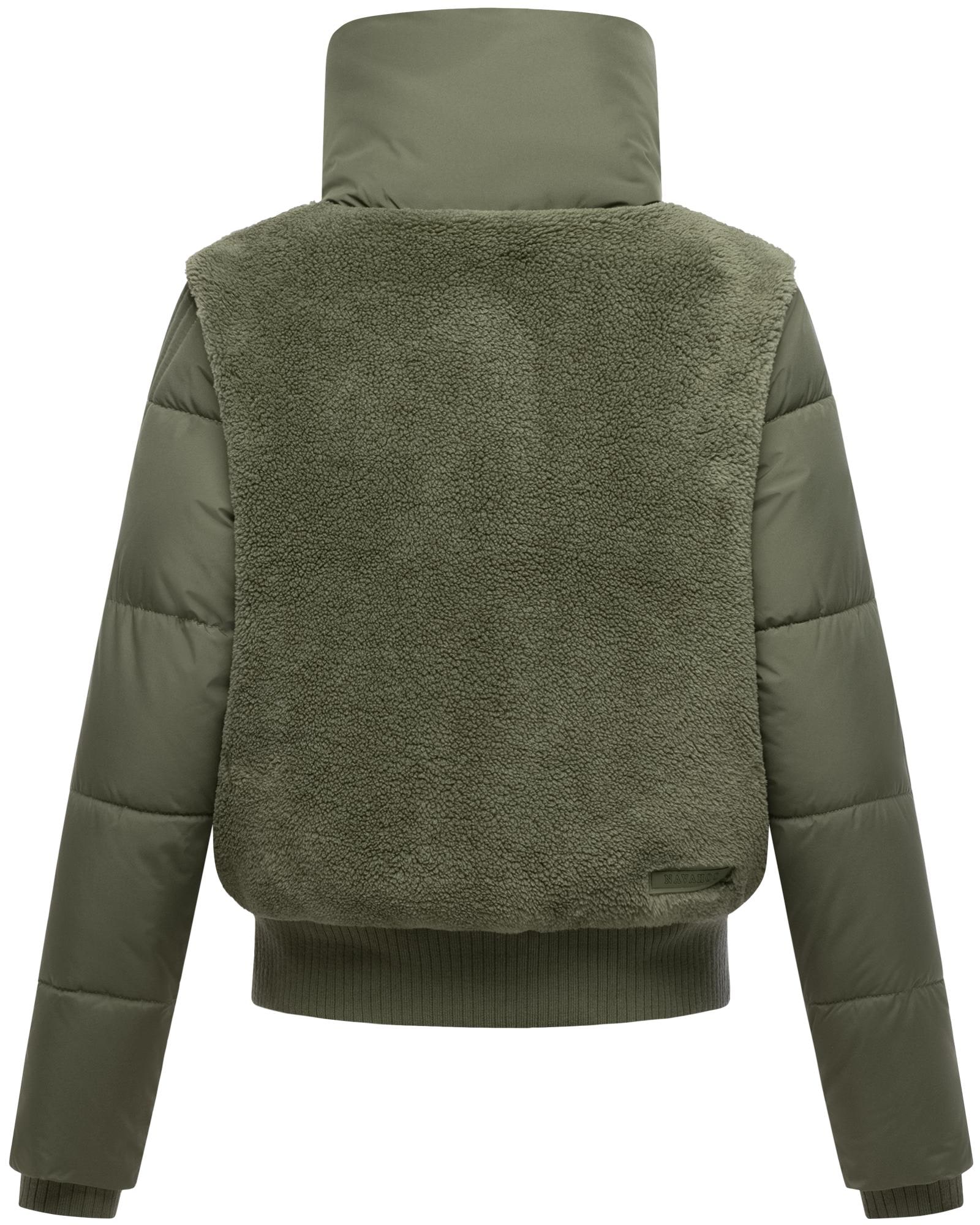 Navahoo Plüschjacke »Teddyzone 14«, ohne Kapuze, Teddy-Fleece Jacke mit hohem Kragen
