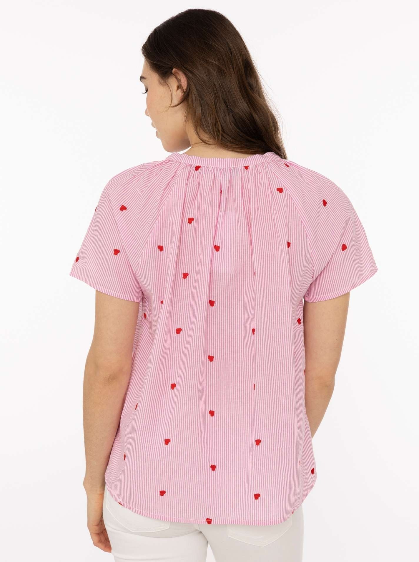 Zwillingsherz Kurzarmbluse ""Stripe & Stitch"" Kurzarm, mit Stickerei, Tunn günstig online kaufen