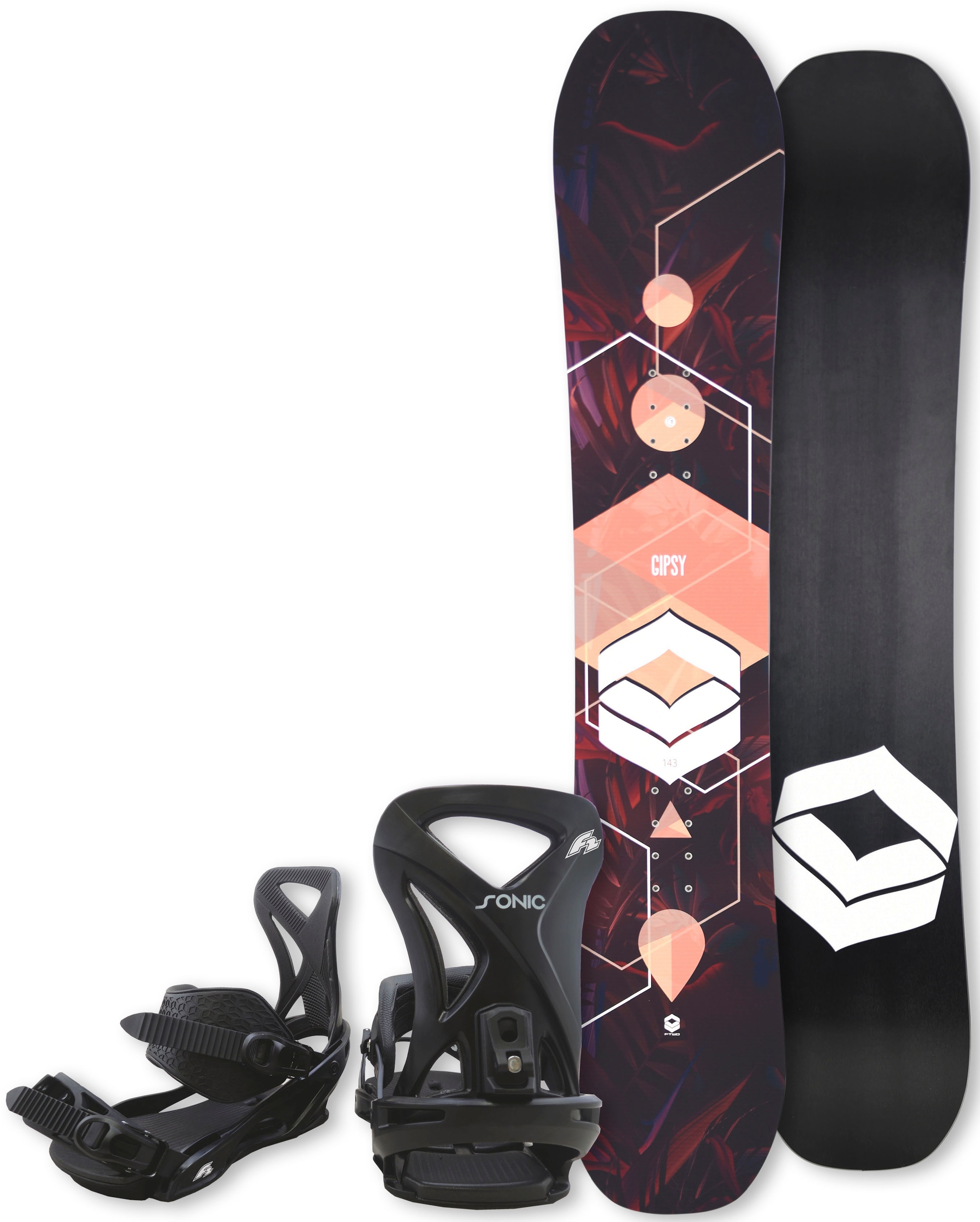 F2 Snowboard »FTWO Gipsy woman peach«, (Set, 2er-Pack), Inkl. Bindung mit Befestigungsmaterialien