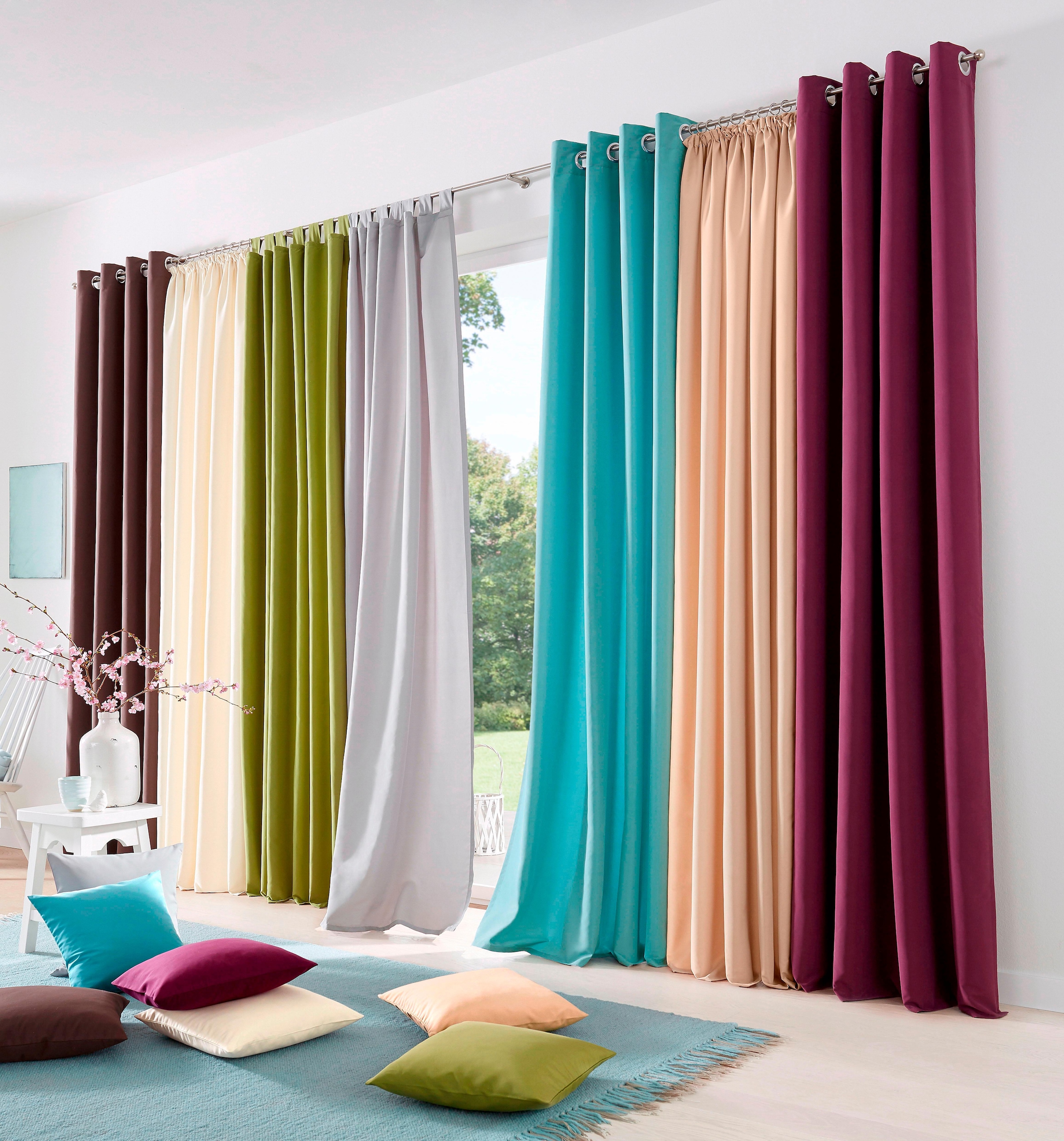 my home Vorhang »Raja«, (2 pflegeleichte glatt, einfarbig, | 2er-Set, BAUR St.), Mikrofaser-Qualität