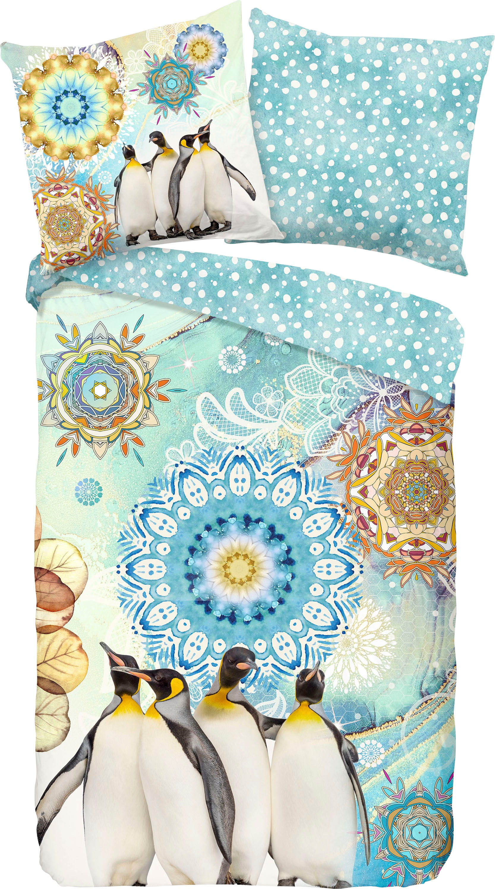 hip Wendebettwäsche »Pinga«, Biber, 155x220, Warm, Weich, Reißverschluss, Wendeoptik, Winter türkis