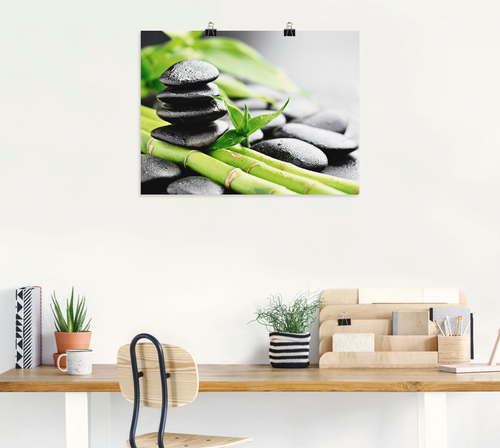 Artland Wandbild "Wachstum - Lavasteine Bambus", Zen, (1 St.), als Alubild, günstig online kaufen