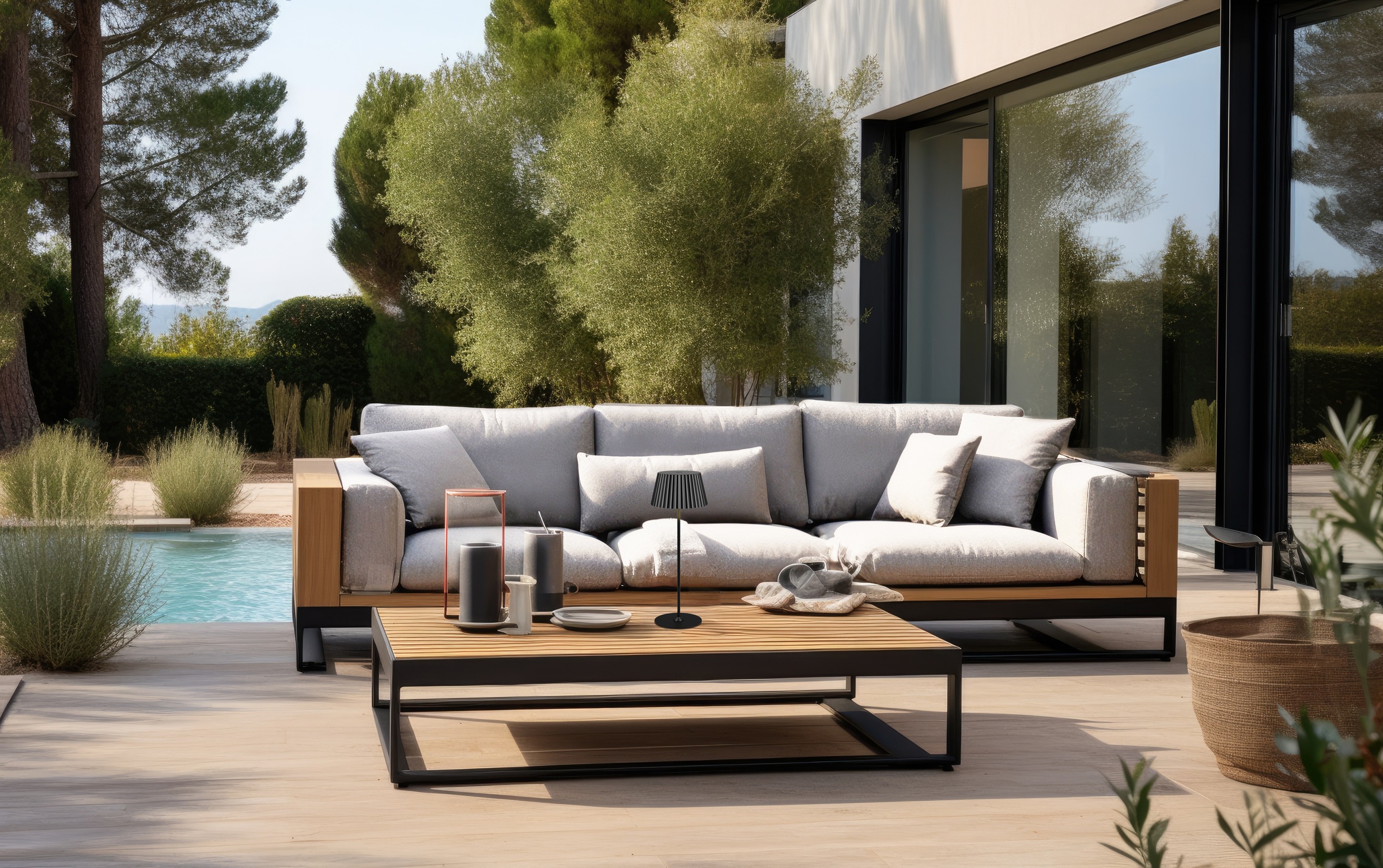 REALITY Leuchten LED Außen-Tischleuchte »SUAREZ« LED-Board 1 Stk. Warmweiß Outdoor Akku Tischlampe inkl Ladestation USB-C, Touch-Dimmer Höhe 39cm