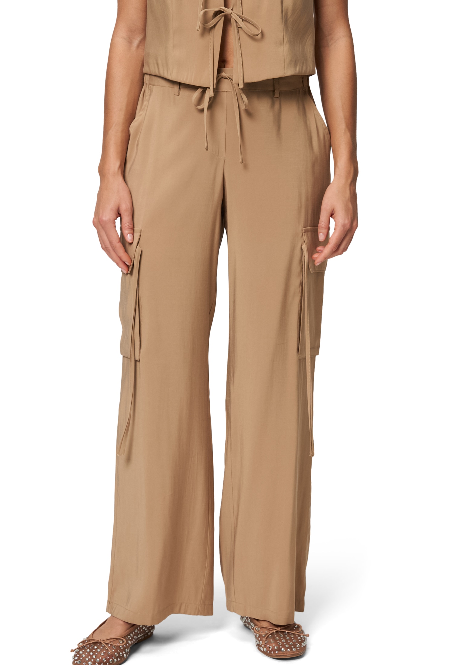 Zero Cargohose "zero Damen Cargohose mit Bindedetail 30 Inch", Bindedetail günstig online kaufen