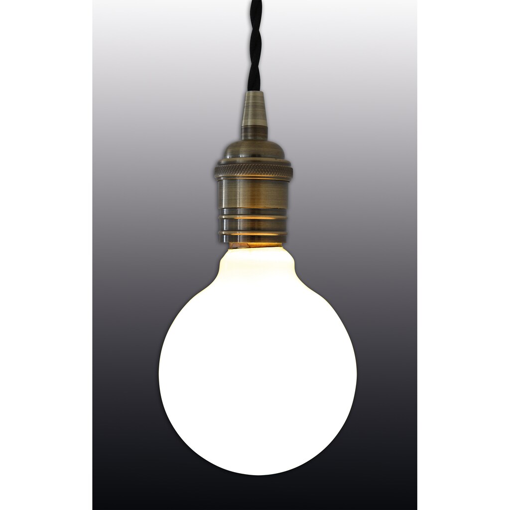 näve LED Pendelleuchte »Regia«, 1 flammig-flammig, E27 max. 40W, Metall/Textil, Farbe: messing, d: 10cm, h: 154,6cm