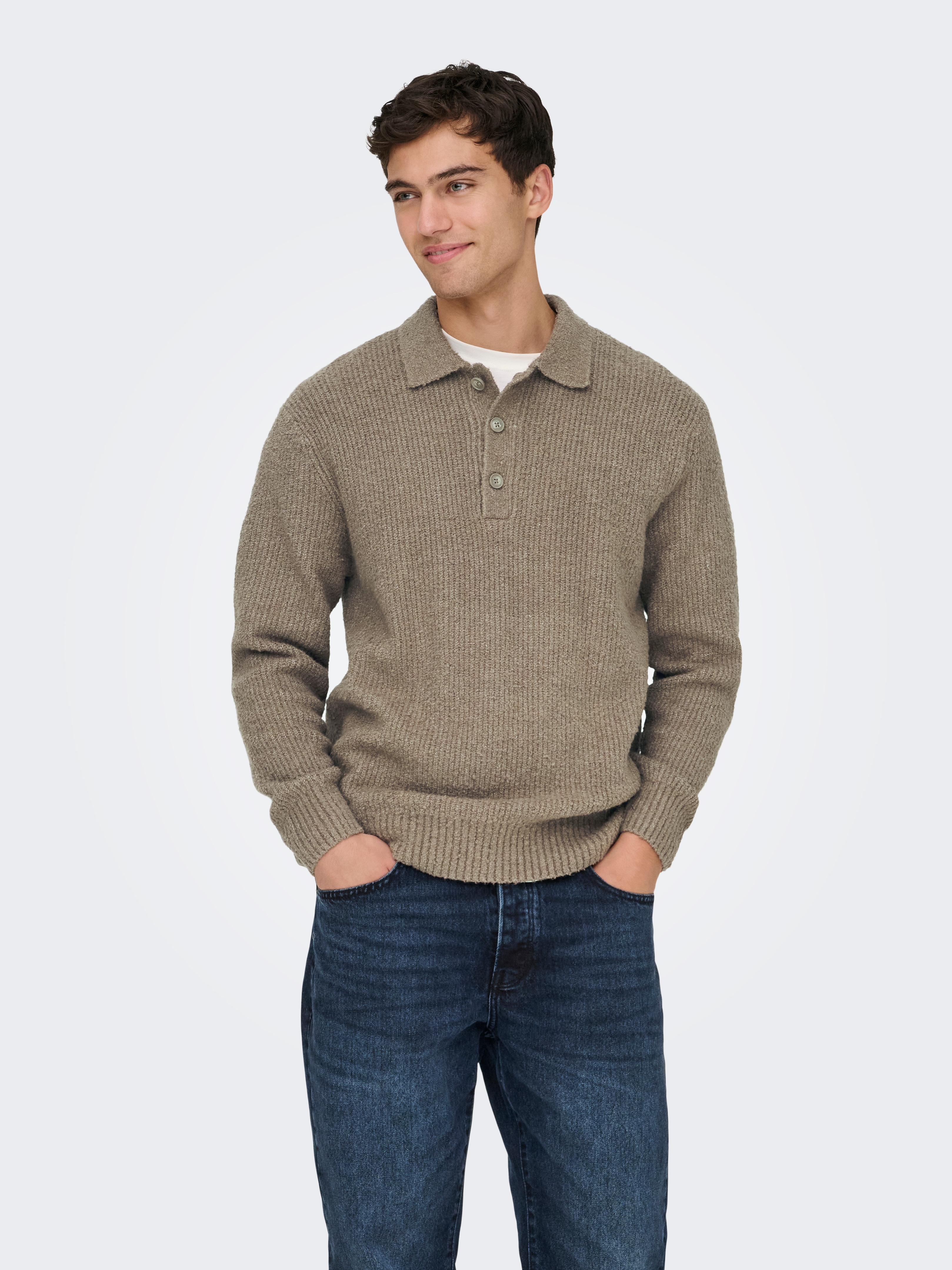 ONLY & SONS Polokragenpullover "ONSDALE RLX LS POLO KNIT NOOS" Baumwollmischung, relaxed fit
