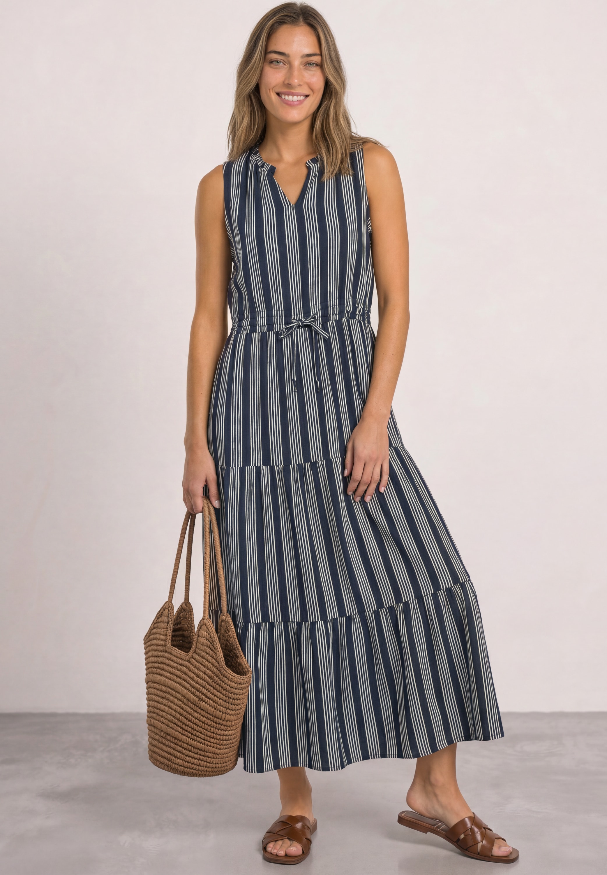 STREET ONE Maxikleid Ohne Taschen mit Streifen