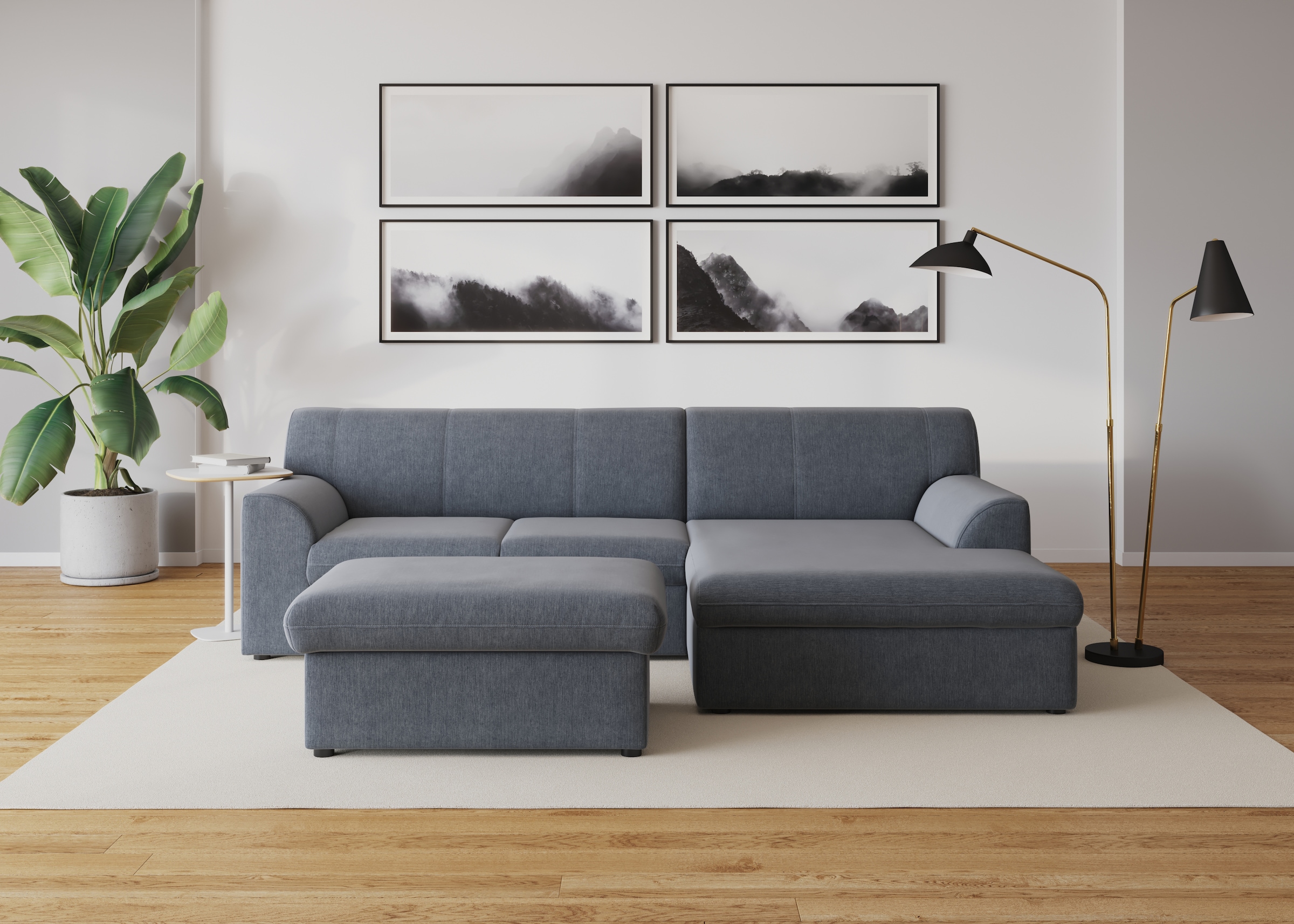 DOMO collection Ecksofa »Topper, elegant und zeitlos, kompaktes Stellmaß 245/155cm, L-Form«, mit Recamiere, wahlweise mit Schlaffunktion
