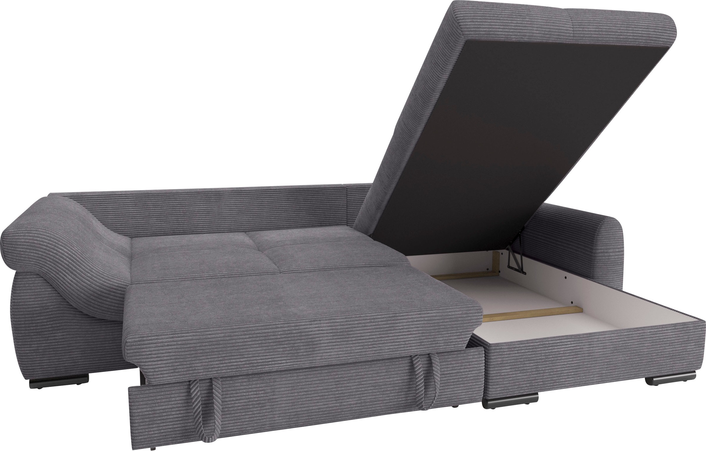 Mr. Couch Ecksofa »Livorno DuraFlex L-Form«, inkl. Hochschläfer-Bettauszug, XL-Bettkasten weiß beschichtet
