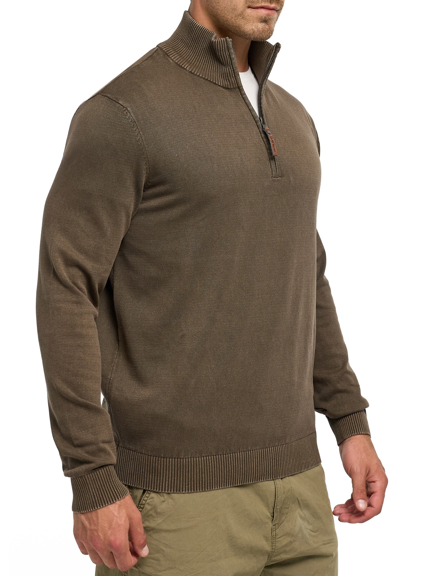 Indicode Troyer »INArkmill ½ zip« Baumwolle, regular fit