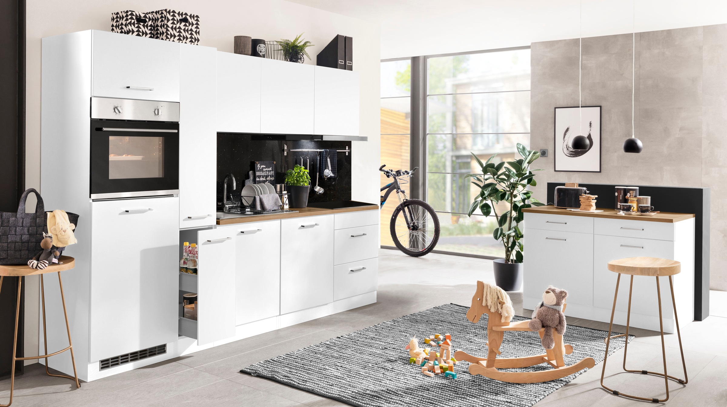 KOCHSTATION Küchenzeile »KS-Kehl«, mit E-Geräten, Breite 270 cm, inkl. Kühlschrank und Geschirrspüler