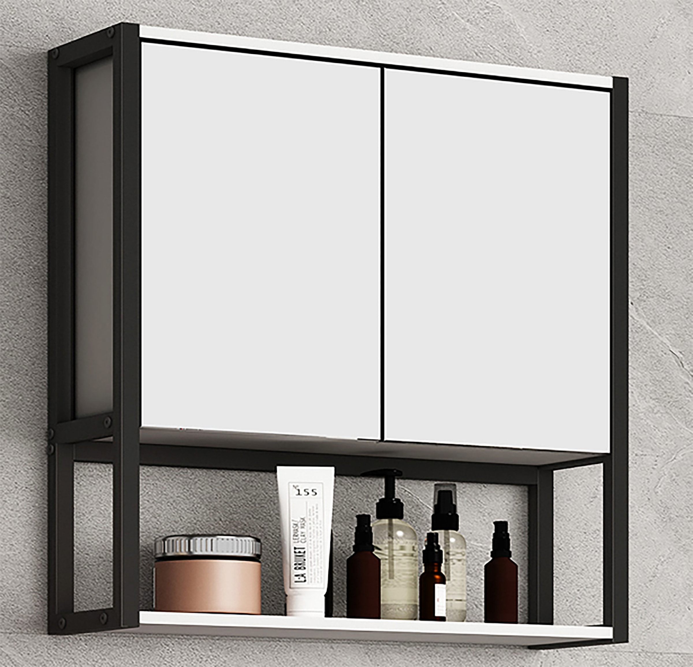 VCM Badspiegel »VCM Badschrank zeitlos | Maße ca. H. 60 x B. 60 x T. 17 cm | ausreichend Stauraum | Spiegelschrank - Edino 60 x 60 cm«, (VCM Edino)