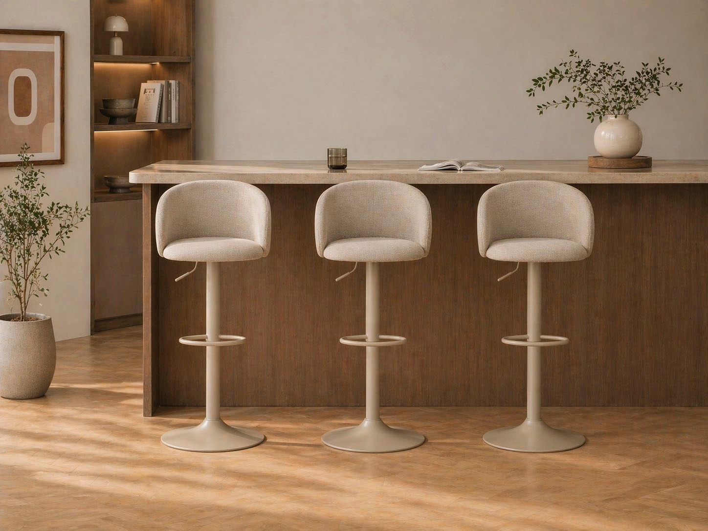 ACTONA GROUP Barhocker »Eleanor 2er Set, gepolstert - drehbar & höhenverstellbar, moderne« 1 Stk. tlg. Bequemer Barstuhl mit Fußstütze und Drehfunktion im Scandi Stil