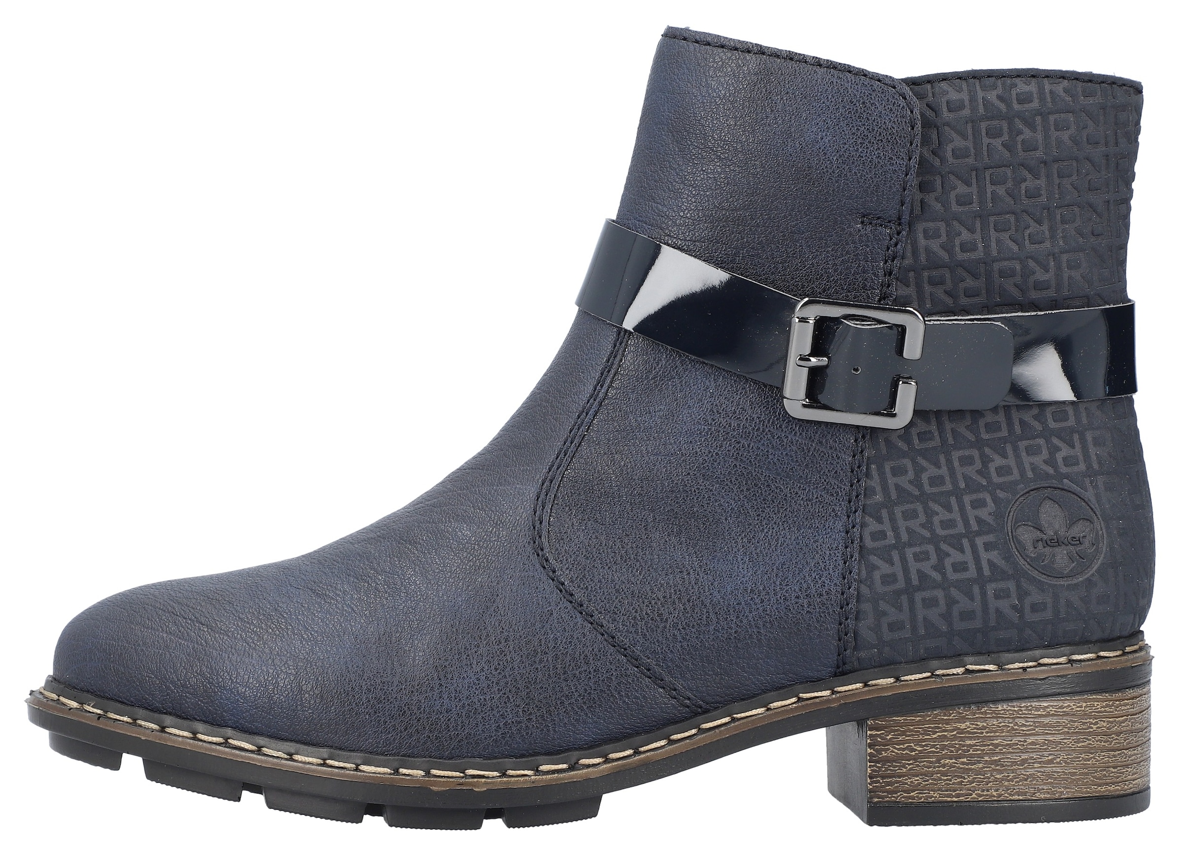 Rieker Stiefelette, mit Zierriemchen aus Lackmaterial