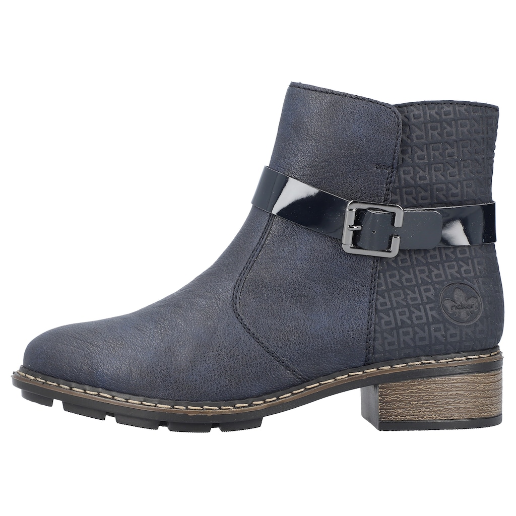 Rieker Stiefelette, mit Zierriemchen aus Lackmaterial