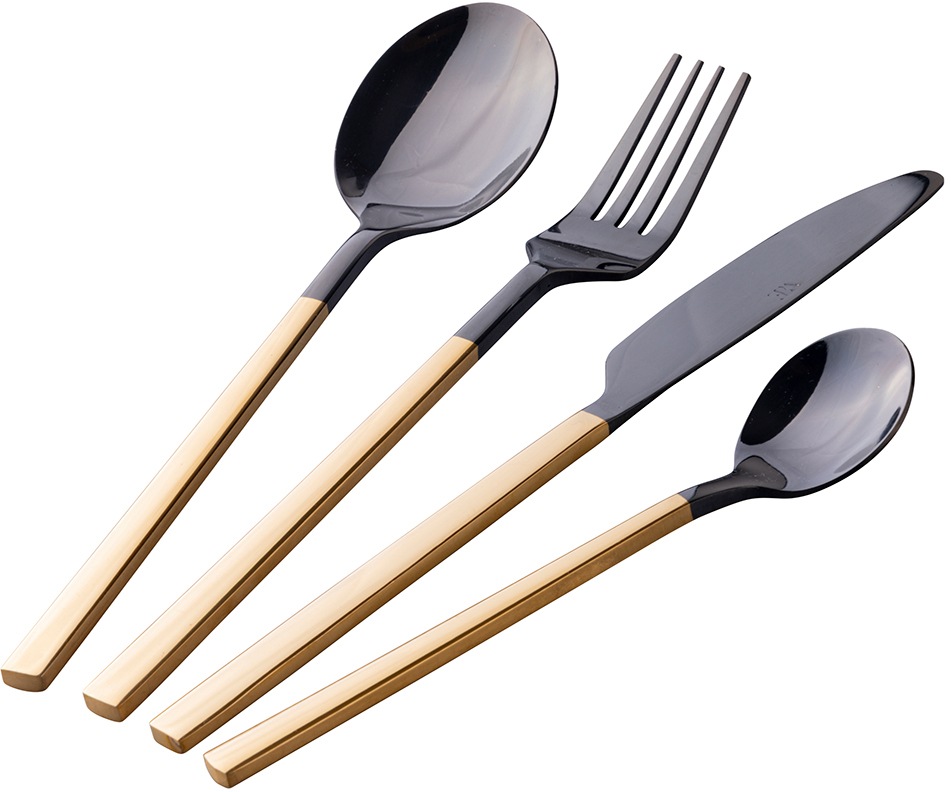 Villa d'Este Besteck-Set »Stylo Duo poliert black«, (Set, 24 tlg.), Essbesteck-Set, poliert