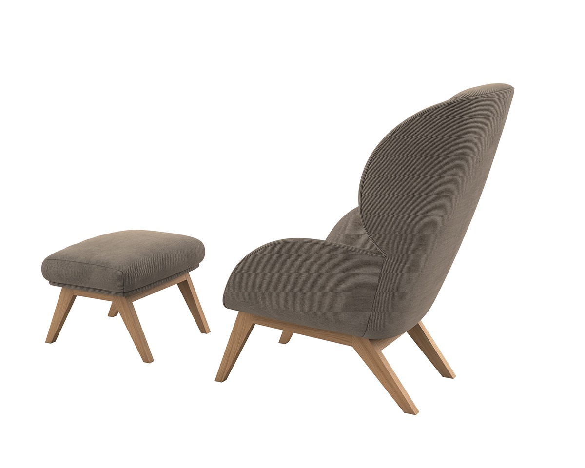 FLEXLUX Ohrensessel »Adria«, Stil & Komfort, organische Form, Fuß Eiche