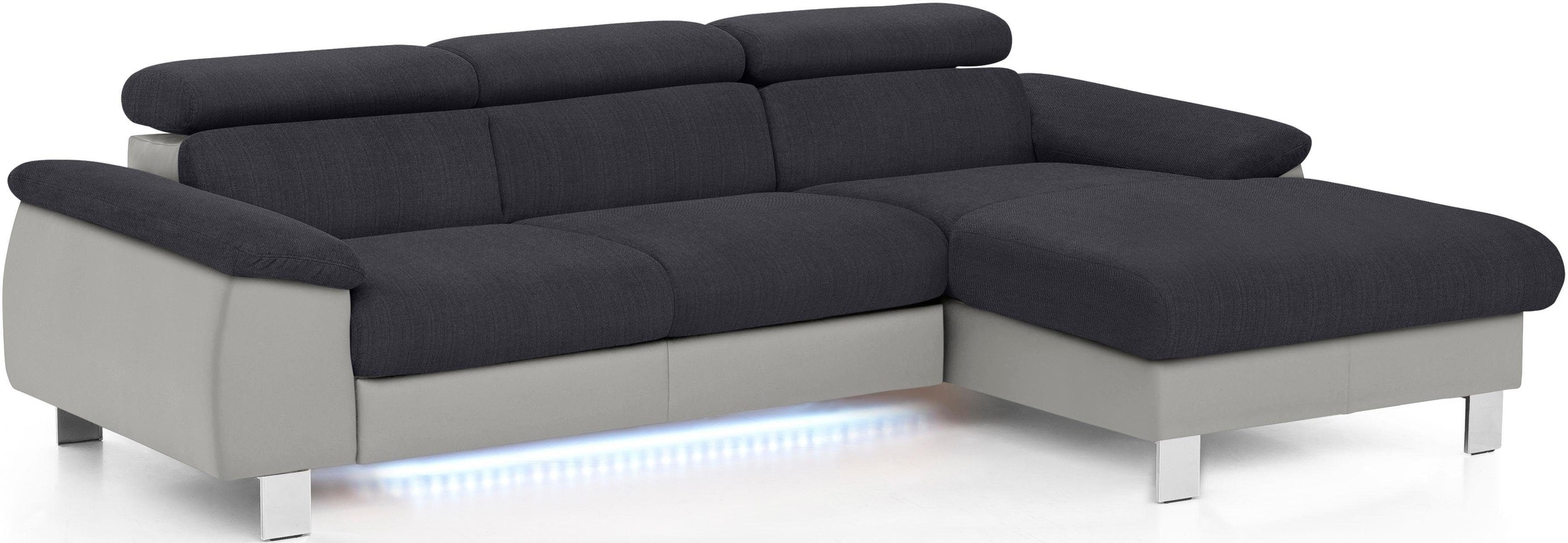COTTA Polstergarnitur »Komaris L-Form«, (Set), Set bestehend aus: Ecksofa mit Kopfteilverstellung & Hocker