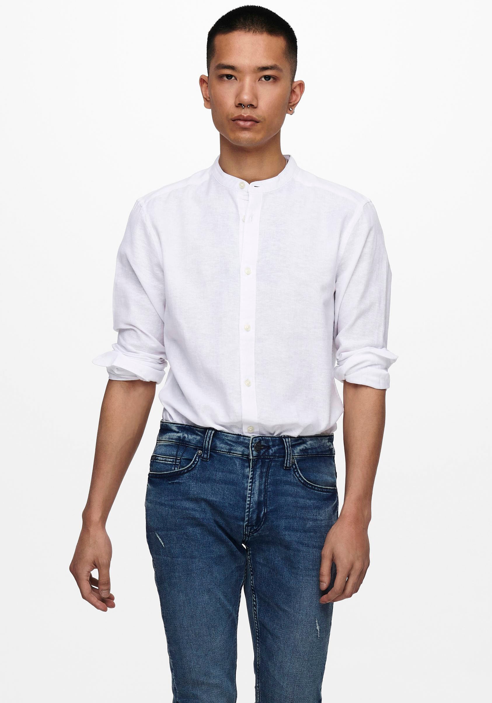 Langarmhemd »ONSCAIDEN LS SOLID LINEN MAO SHIRT NOOS«