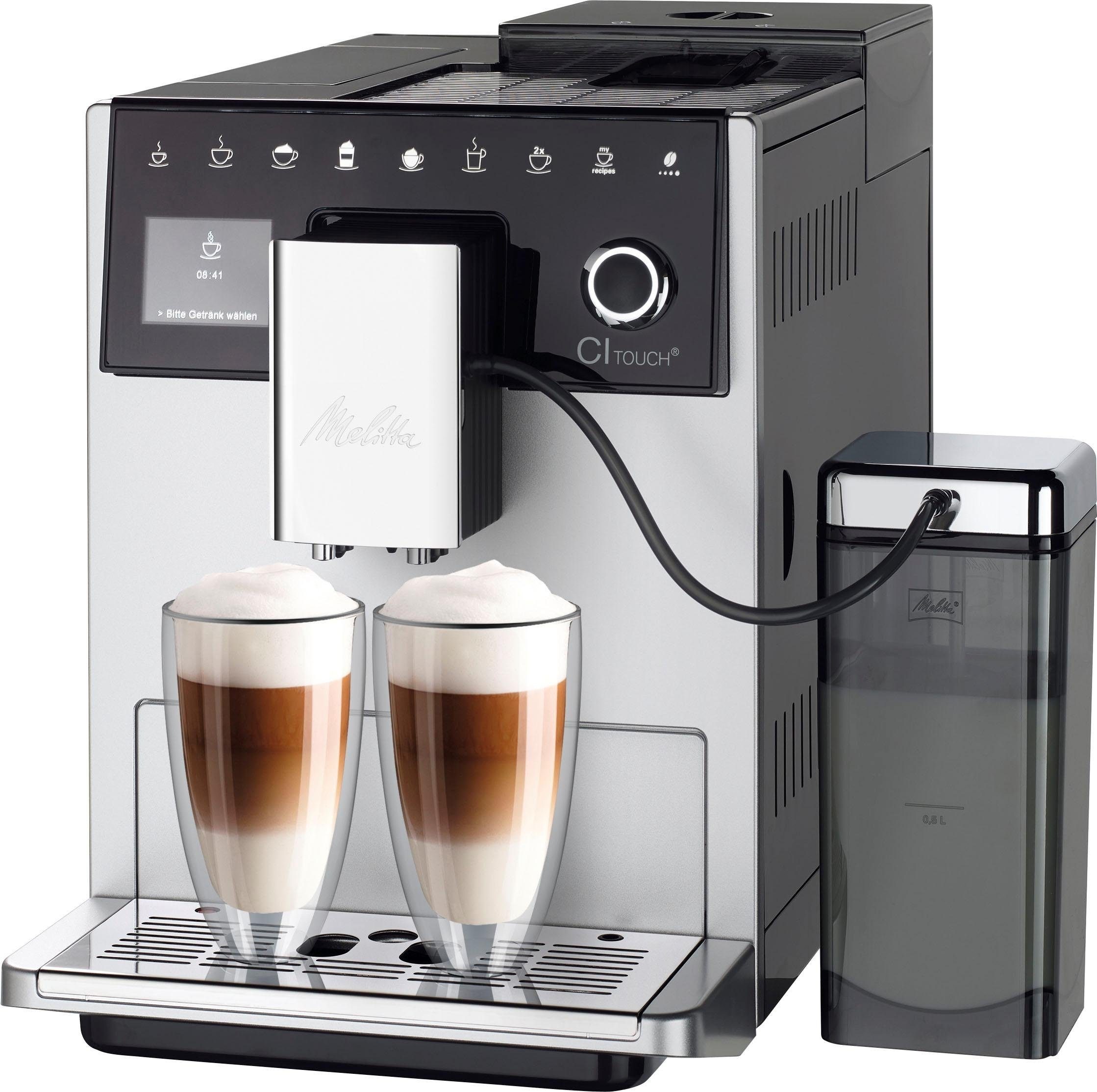 F630-101, Kaffeevollautomat mit Touch & | Flüsterleises silber«, BAUR Funktion Slide Melitta Mahlwerk Touch® Bedienoberfläche »CI