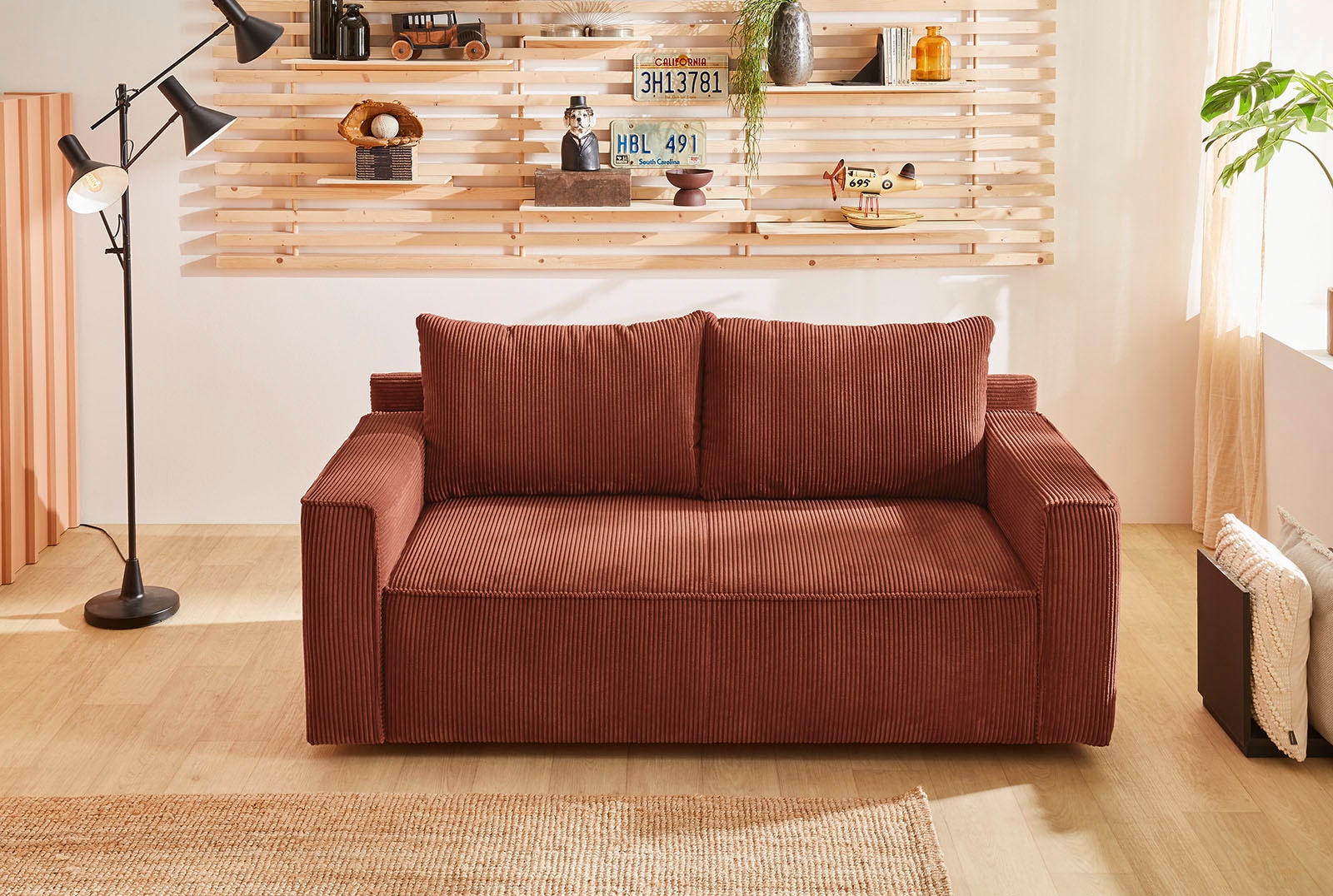 Jockenhöfer Gruppe Schlafsofa "Ron, B: 185 cm, Liegefl. 82x200 cm" mit Schlaffunktion & Bettkasten, Federkern