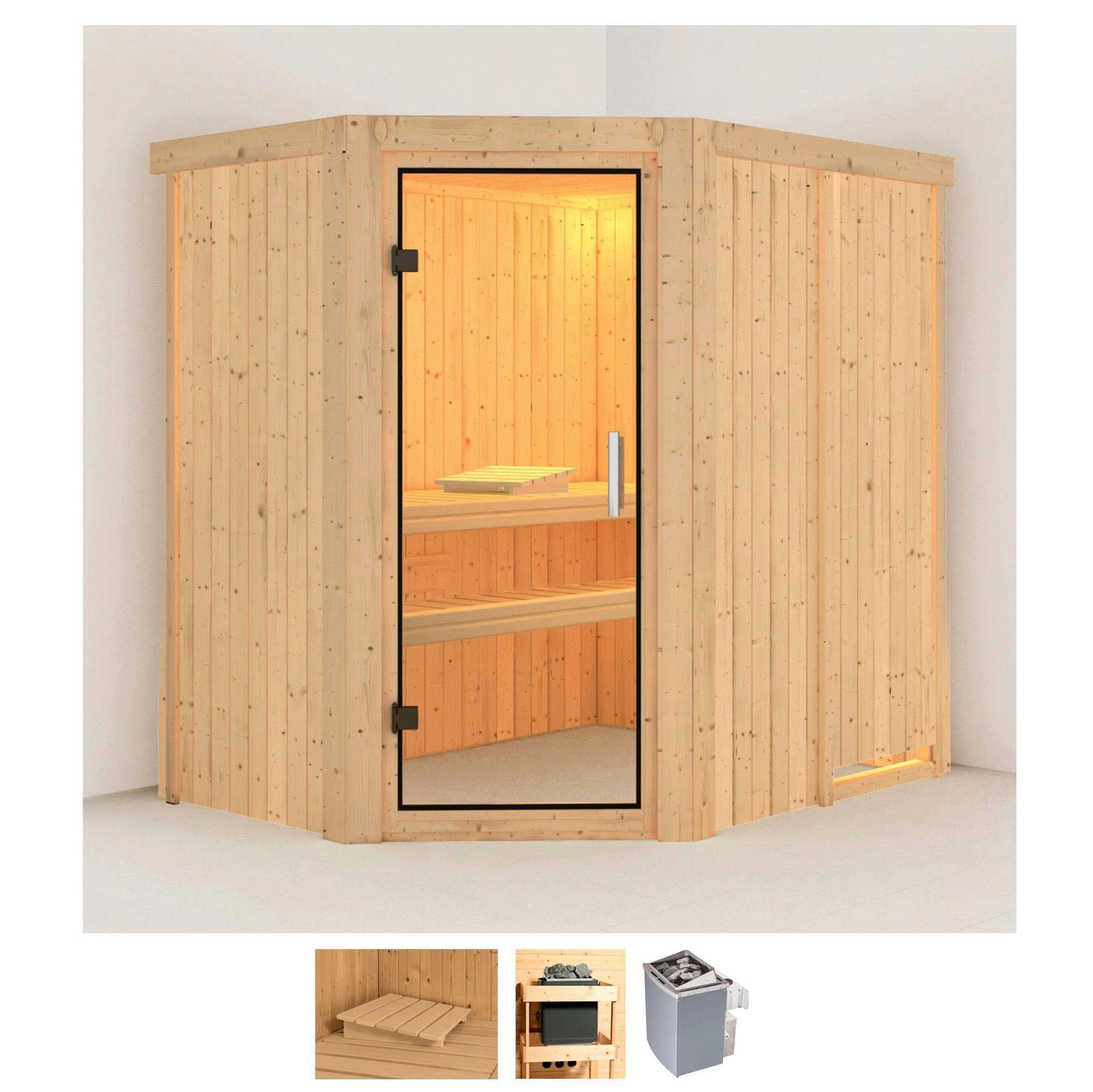 Karibu Sauna "Clara" Set, Ofen 9 kW integr. Strg