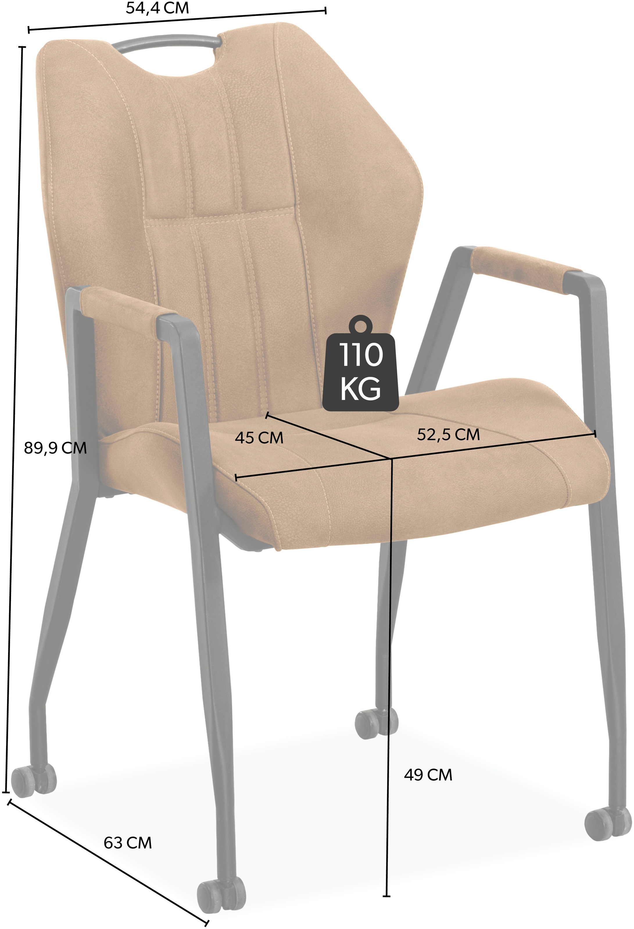 OMG Design Armlehnstuhl »Point«, (Set), 1 St., Stoff, Esszimmerstuhl mit Rollen, Bürostuhl