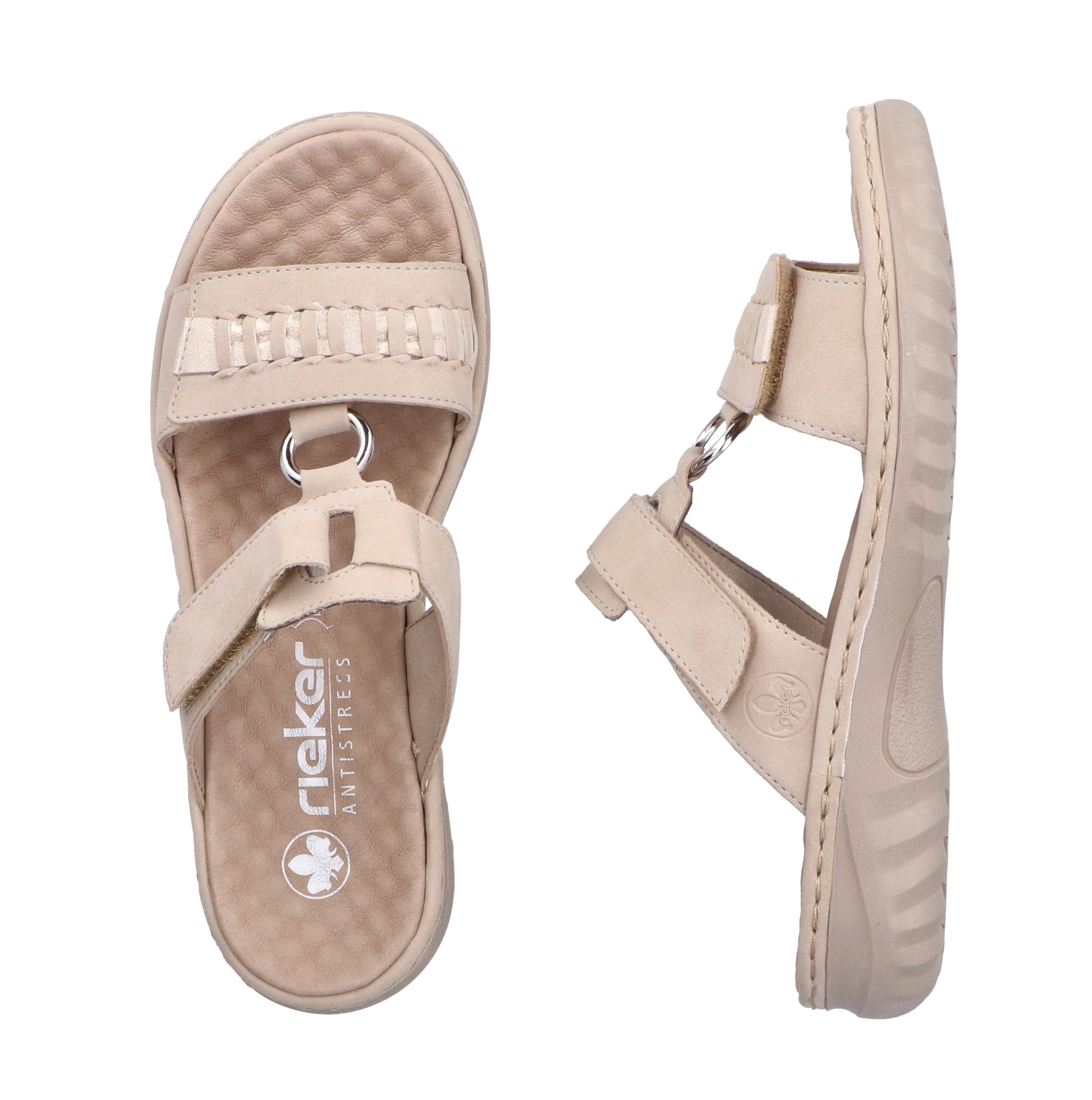 Rieker Pantolette, Sommerschuh, Strandschuh mit regulierbaren Klettverschlüssen