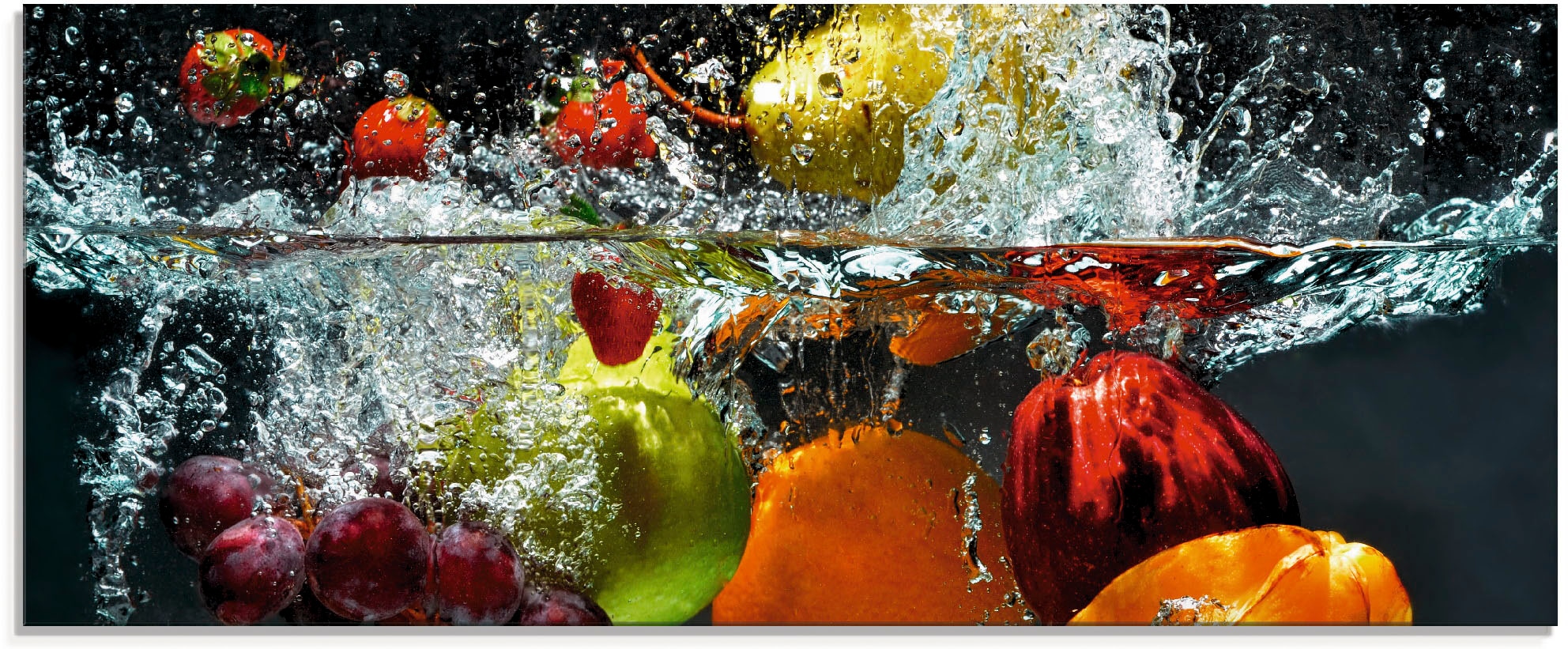 Artland Glasbild "Spritzendes Obst auf dem Wasser" Lebensmittel 1 Stk. tlg. günstig online kaufen