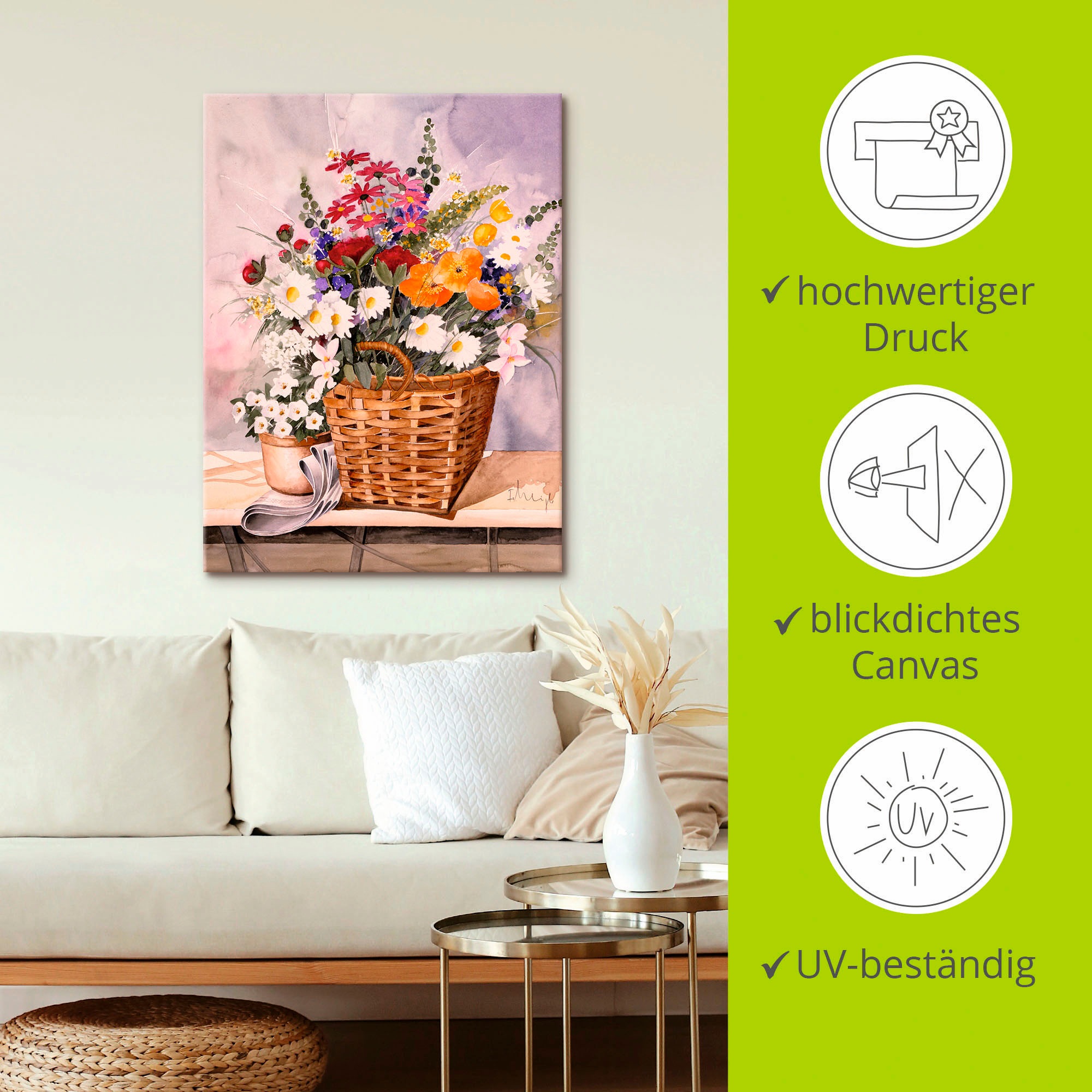 Artland Wandbild »Stillleben mit Kürbissen«, Blumen, (1 St.), als Leinwandbild, Poster in verschied. Größen
