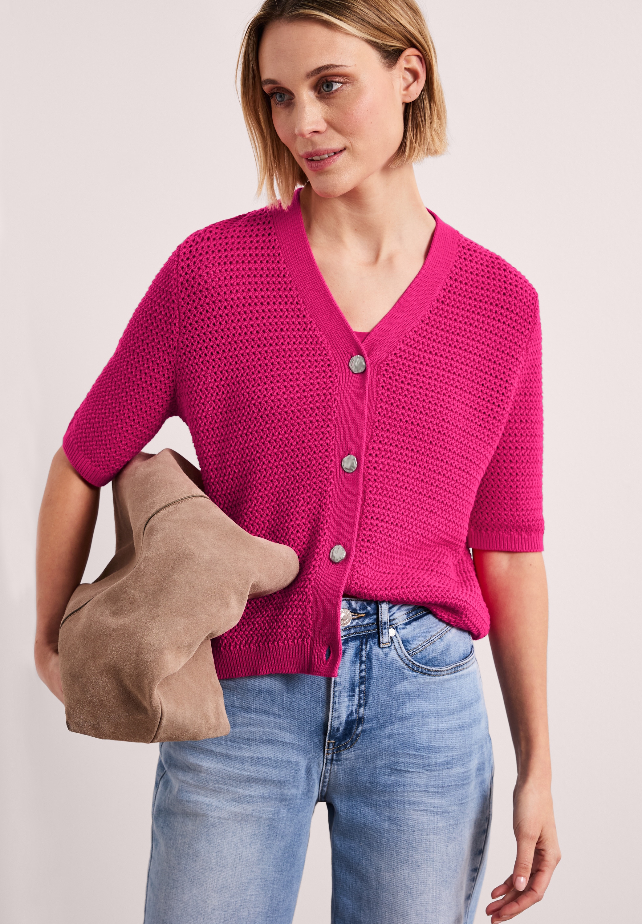 STREET ONE Strickjacke aus reiner Baumwolle günstig online kaufen