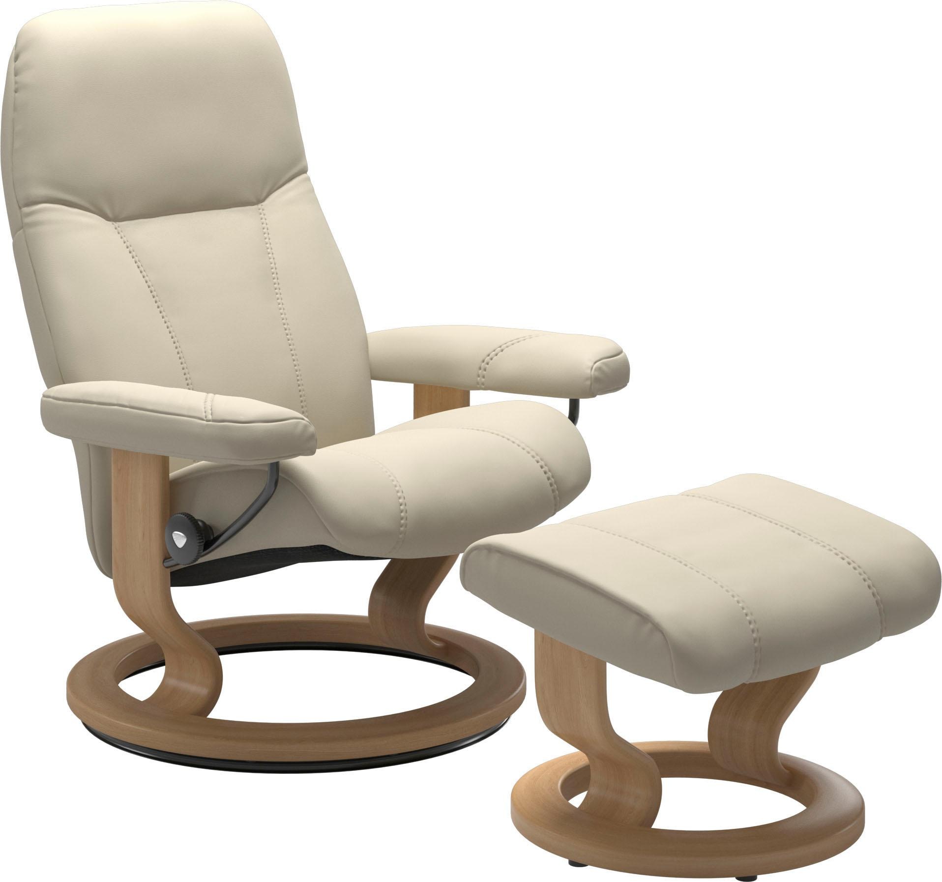 Stressless® Relaxsessel »Consul«, (Set, Relaxsessel mit Hocker), mit Hocker, mit Classic Base, Größe M, Gestell Eiche