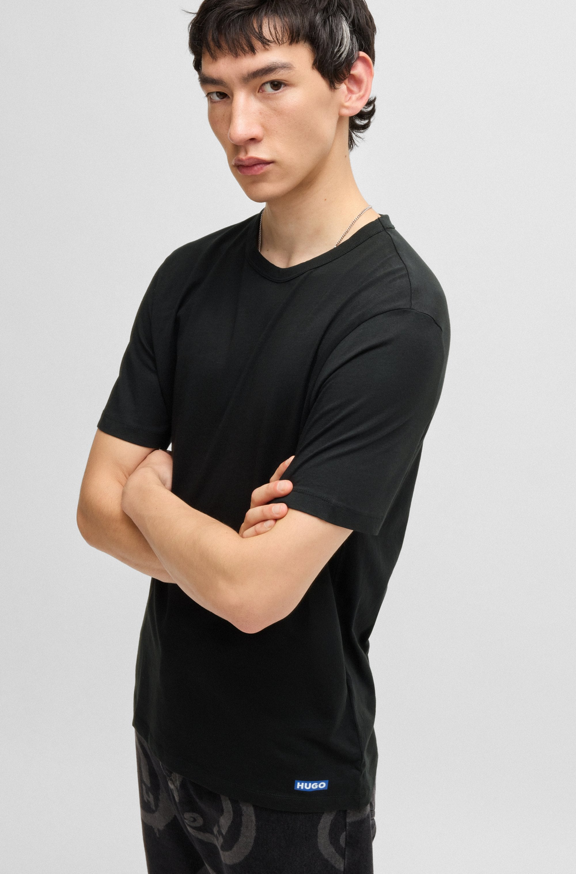 HUGO Blue T-Shirt »BLUE3_Naolo«, (Packung, 2 tlg.), mit kleinem Label am Saum