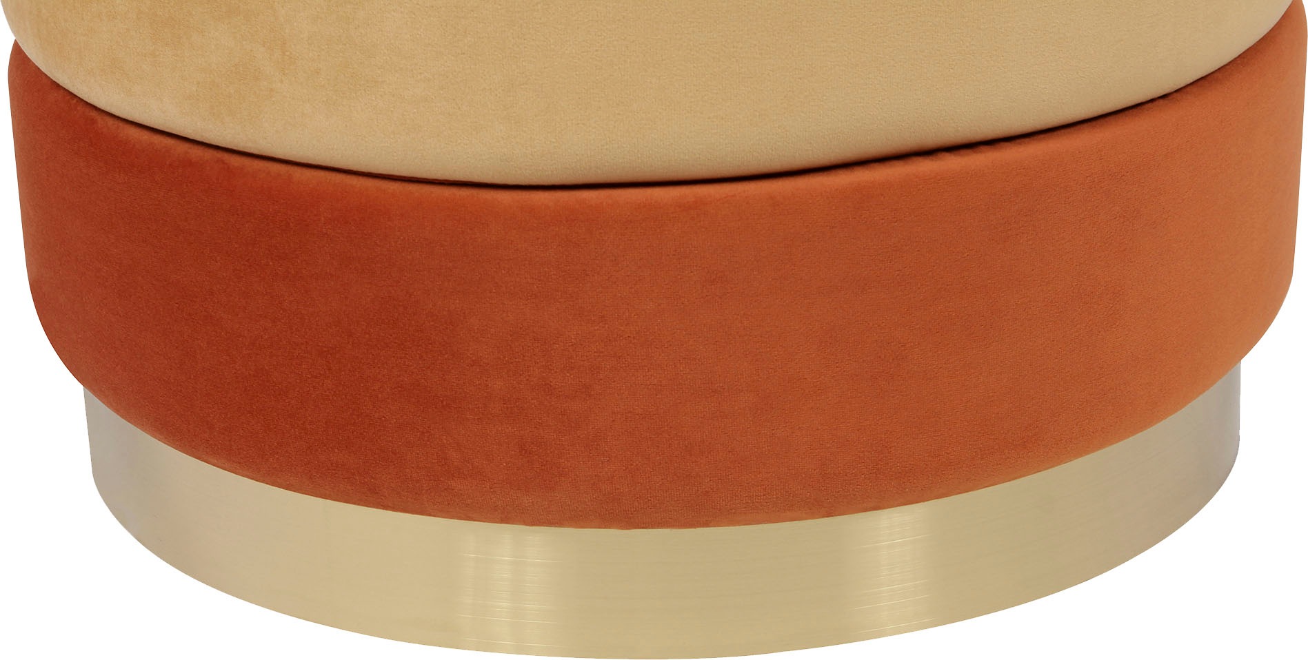 Kayoom Polsterhocker »Hocker Matilda 325, Edler Touch durch goldenen Sockel«, (1 St.), Samtbezug, farbig geschichtete Polsterung, goldener Sockel