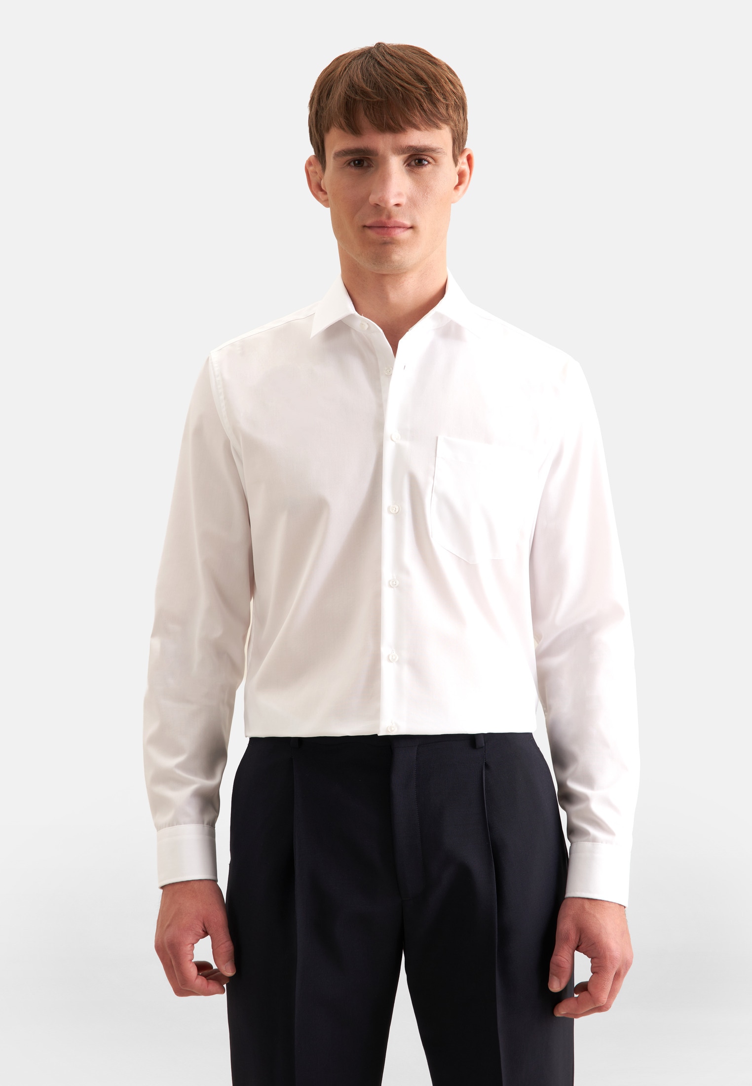 Businesshemd SEIDENSTICKER "Schwarze Rose", Herren, Gr. XXL (45), normale Ärmellängen, weiß, 100% Baumwolle, unifarben, regular fit,