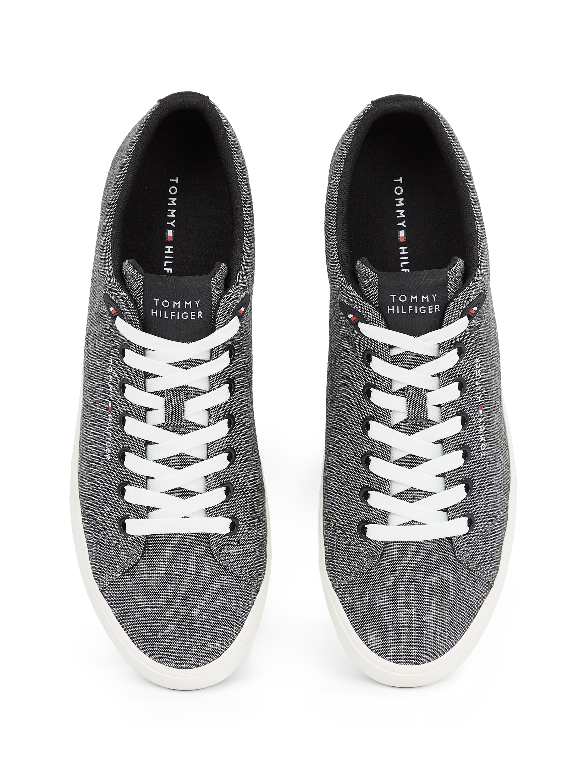 Tommy Hilfiger Sneaker »TH HI VULC LOW CORE CHAMBRAY«, Freizeitschuh, Halbschuh, Schnürer in melierter Optik