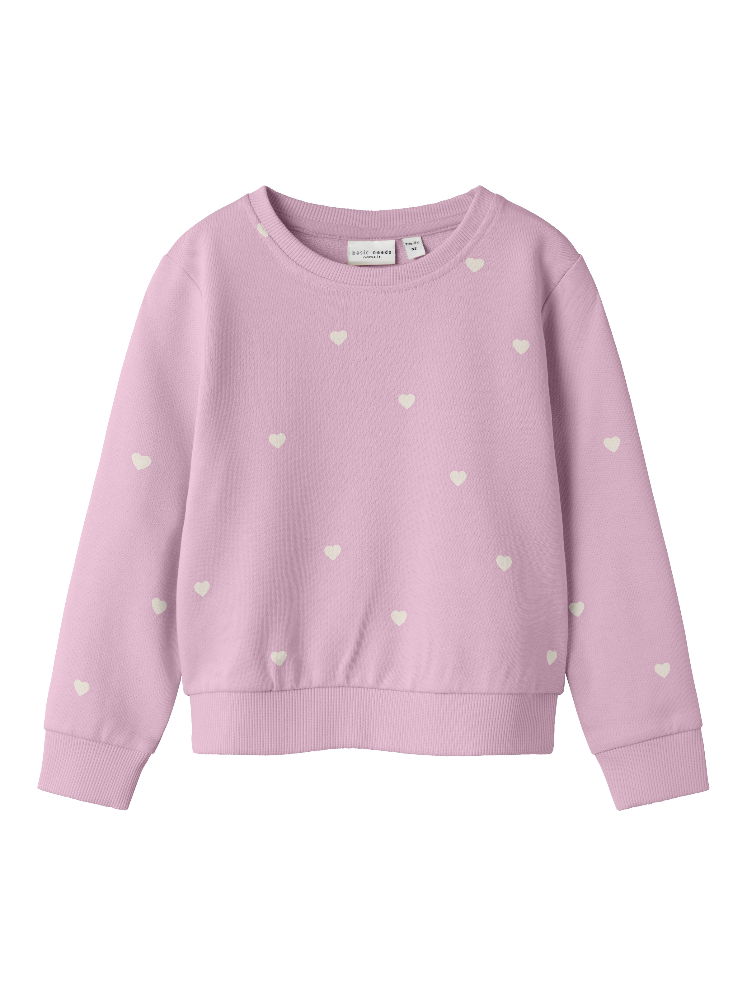 Name It Sweatshirt »NMFVALBA LS SWEAT UNB NOOS«, in Basic-Form mit süßem Herzchen-Alloverdruck