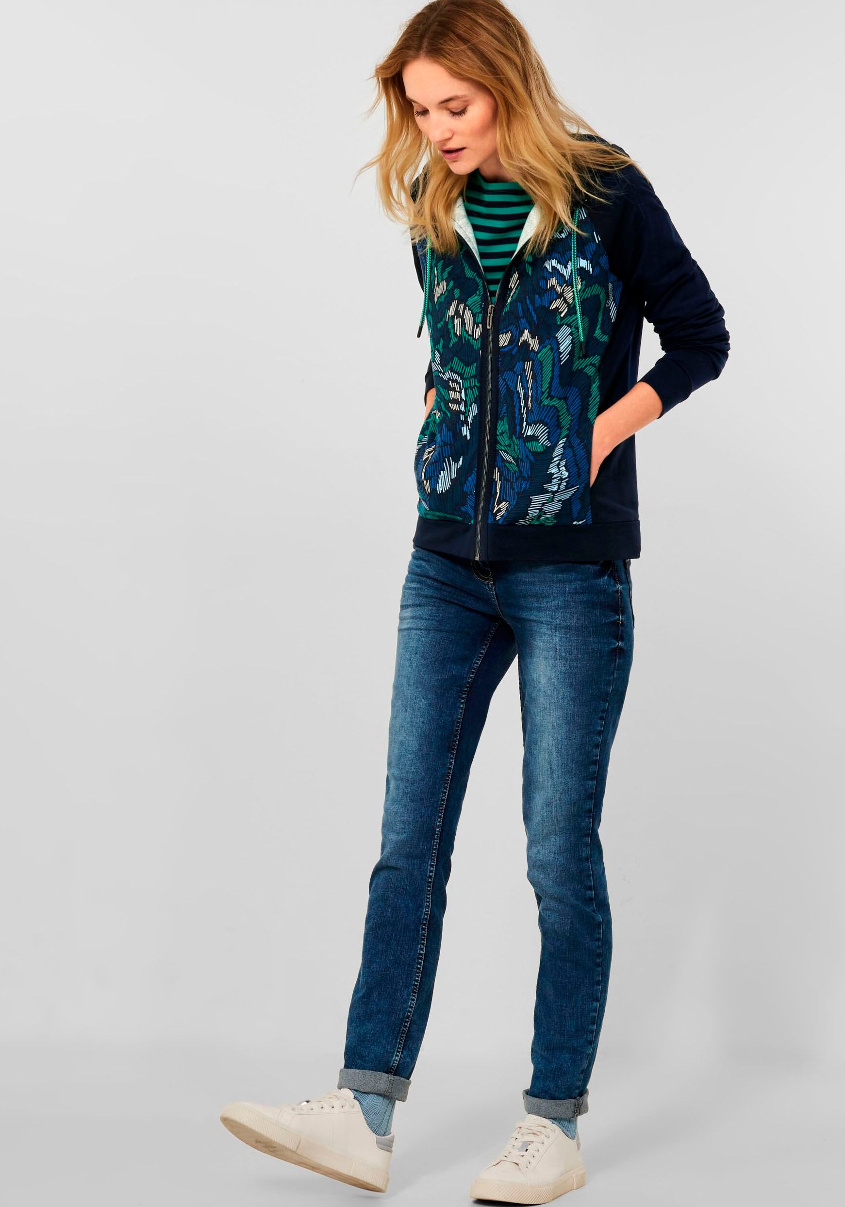 Cecil Shirtjacke »Solid Print Mix Jacket«, mit Frontprint und  Streifenappltikation online bestellen | BAUR