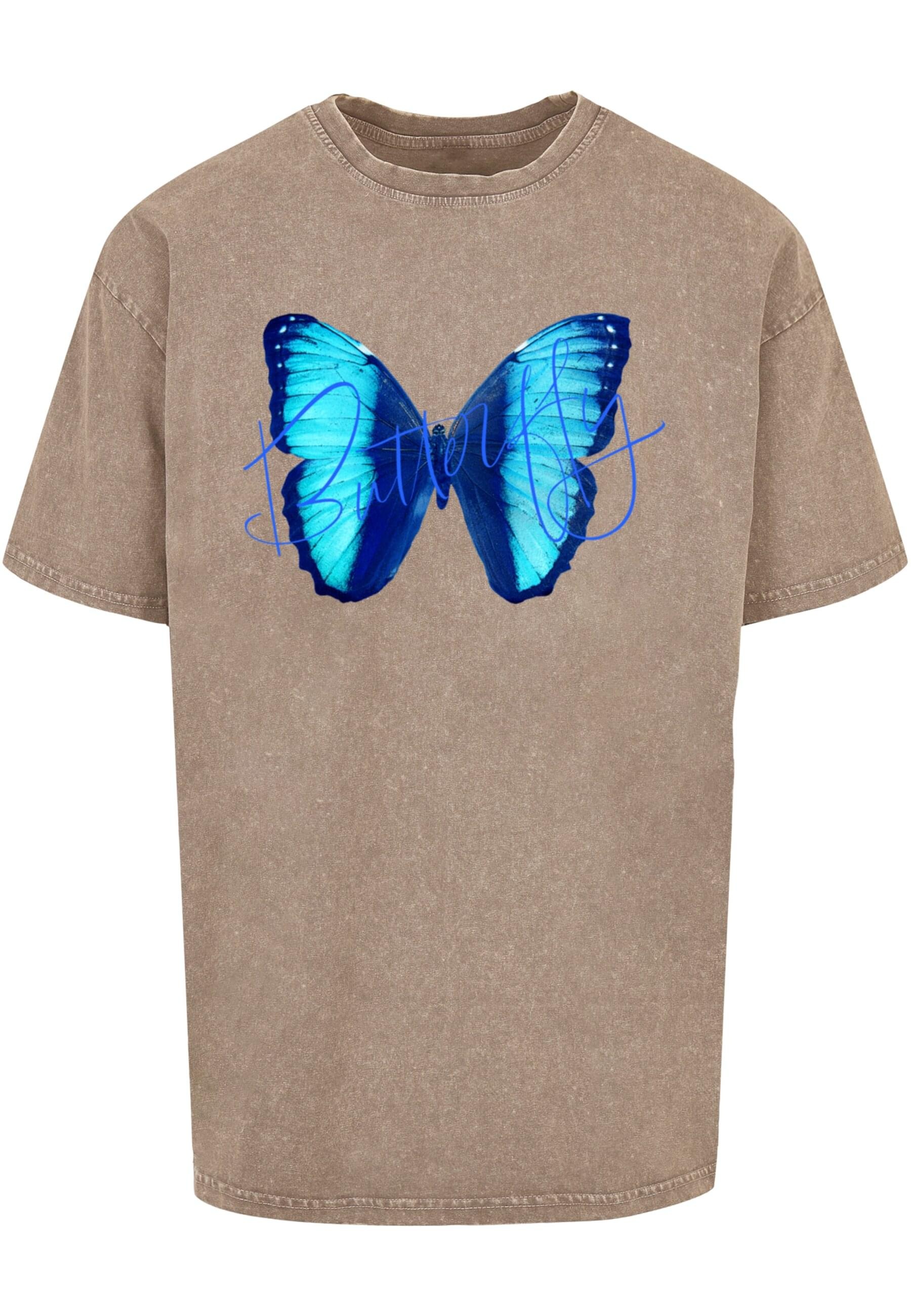 T-Shirt »Merchcode Herren Butterfly Blue Acid Washed Heavy Oversized Tee«, (1 tlg.)