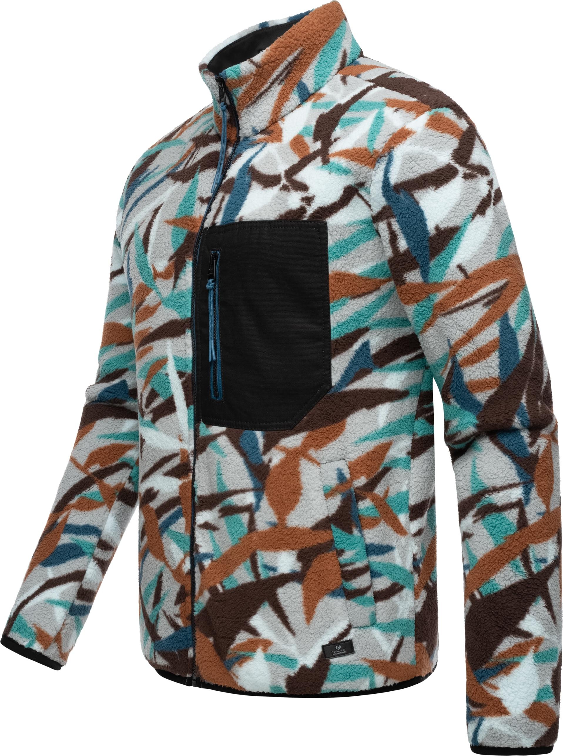 Ragwear Fleecejacke »Collsy«, ohne Kapuze, Gemusterte Herren Plüschjacke mit hohem Kragen