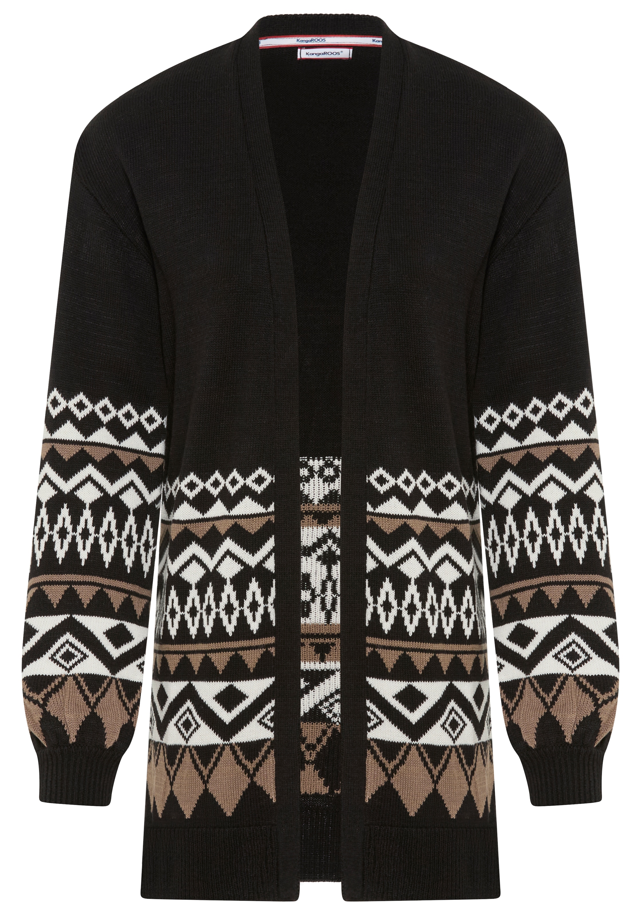 KangaROOS Longstrickjacke, in offener Form im Norweger Muster