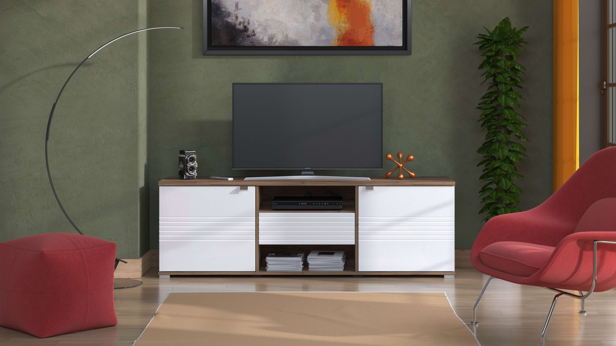 INOSIGN TV-Board "Grenoble Lowboard, Breite 176 cm, TV-Schrank, TV-Ständer", in trendigen Farben, mit viel Stauraum