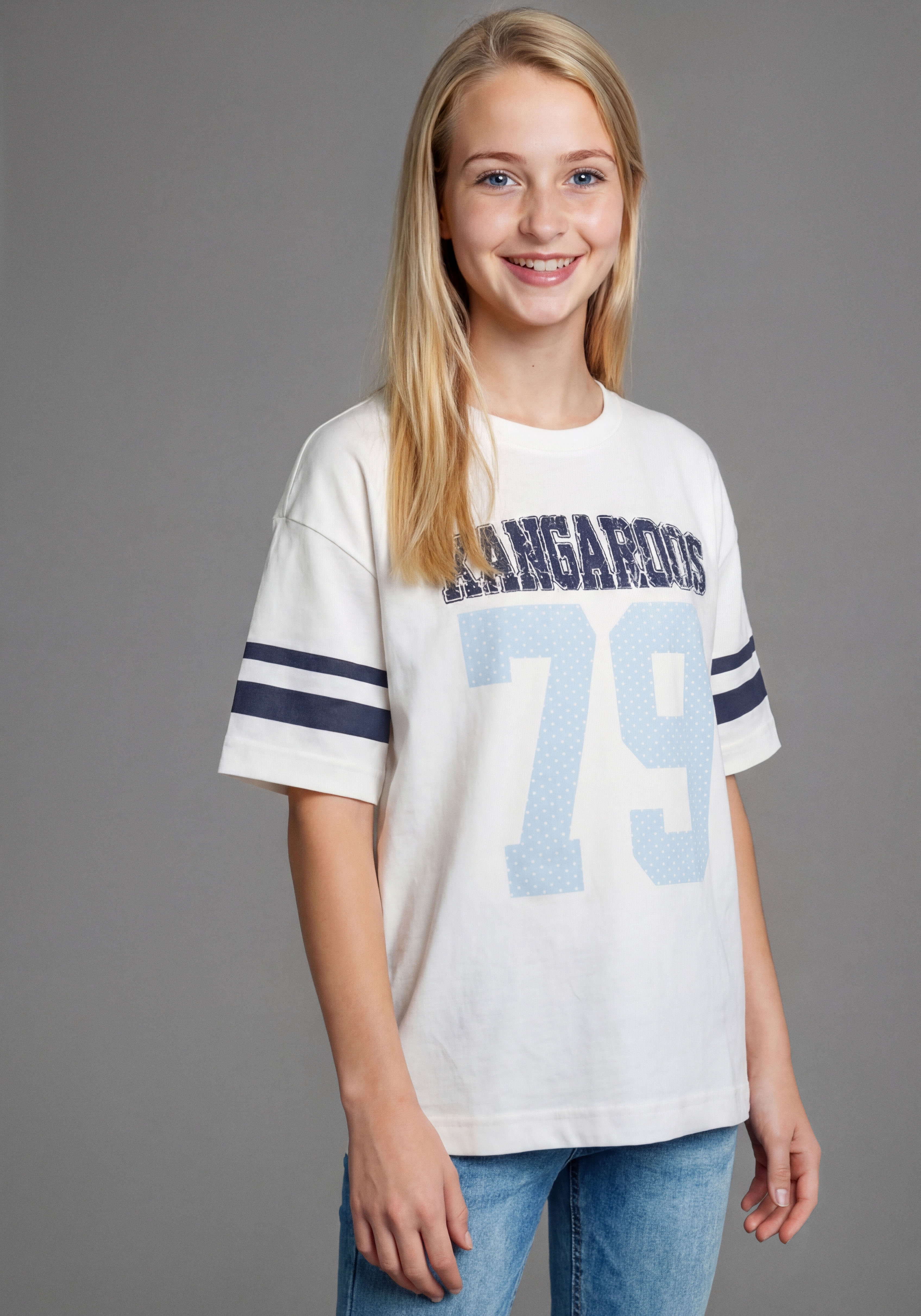 KangaROOS T-Shirt "Kangaroos Shirt im sportivem Look" lässige Passform, Kurzarm, mit modischem Print, aus Baumwolle