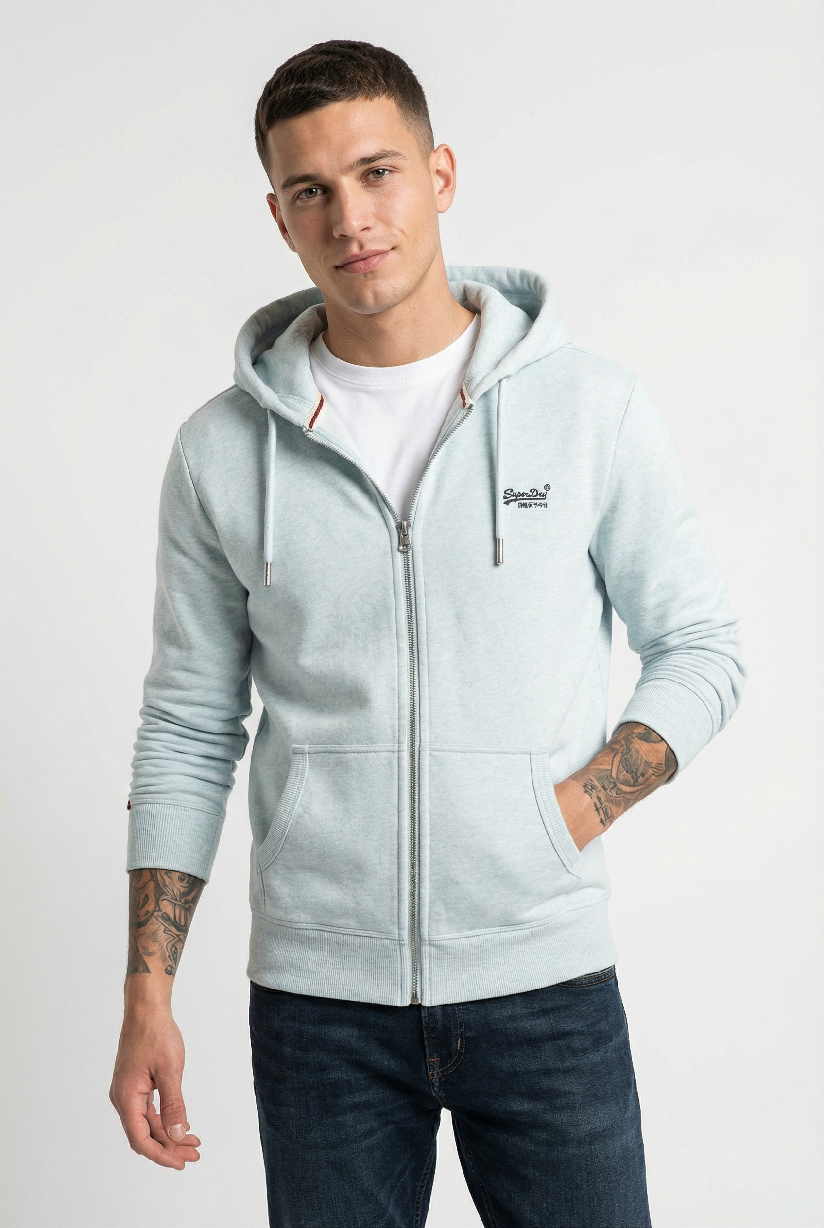 Superdry Kapuzensweatjacke "ESSENTIAL LOGO ZIP HOODIE HB" Baumwollmischung, günstig online kaufen