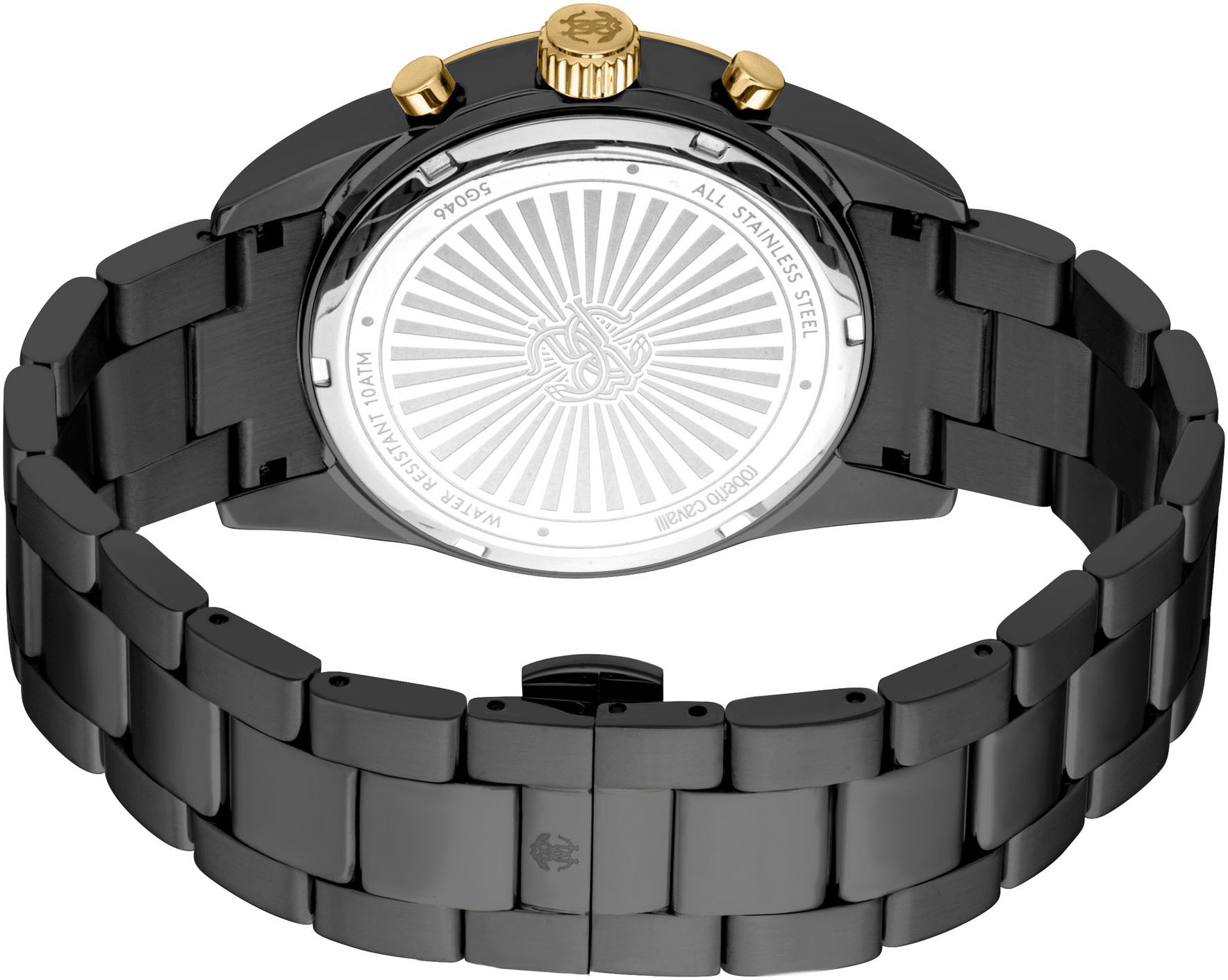 roberto cavalli Chronograph »Uomo Chrono«, Quarzuhr, Armbanduhr, Herrenuhr, Edelstahlarmband, analog, Tag